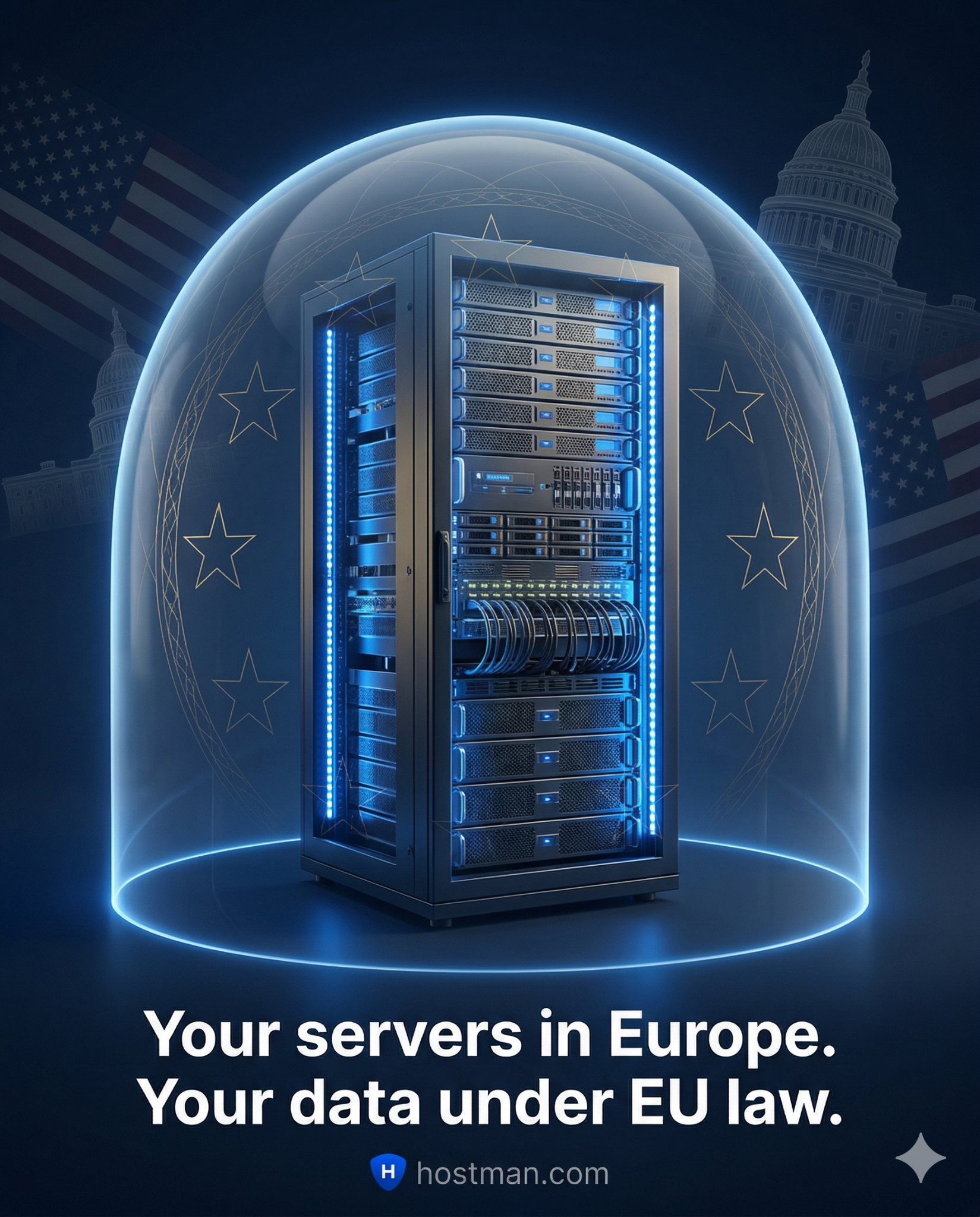 Hostman EU Facebook ad: Reduce Cloud Costs. Reclaim Data Sovereignty.