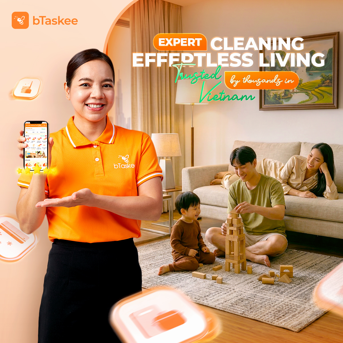 bTaskee Vietnam Facebook ad: Quick booking your service today