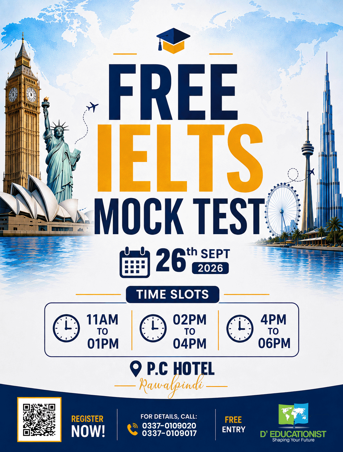 D' Educationist Facebook ad: FREE IELTS Mock Test, Rawalpindi