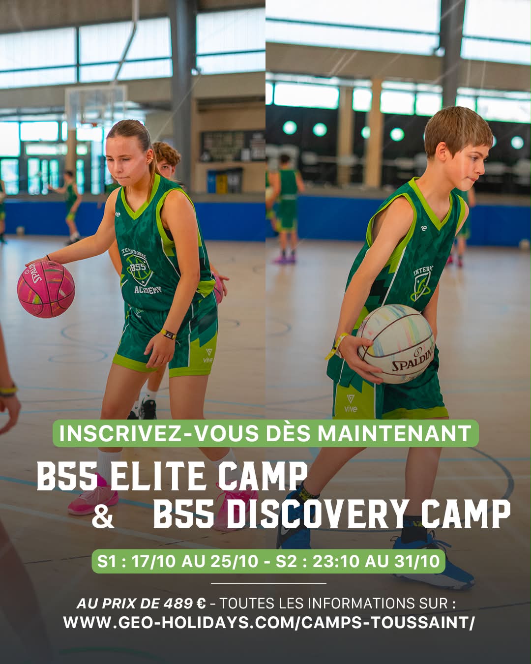 Géoh Basketball55 Camp Facebook ad: Belgian55 Basketball Camp Toussaint - Geo Holidays