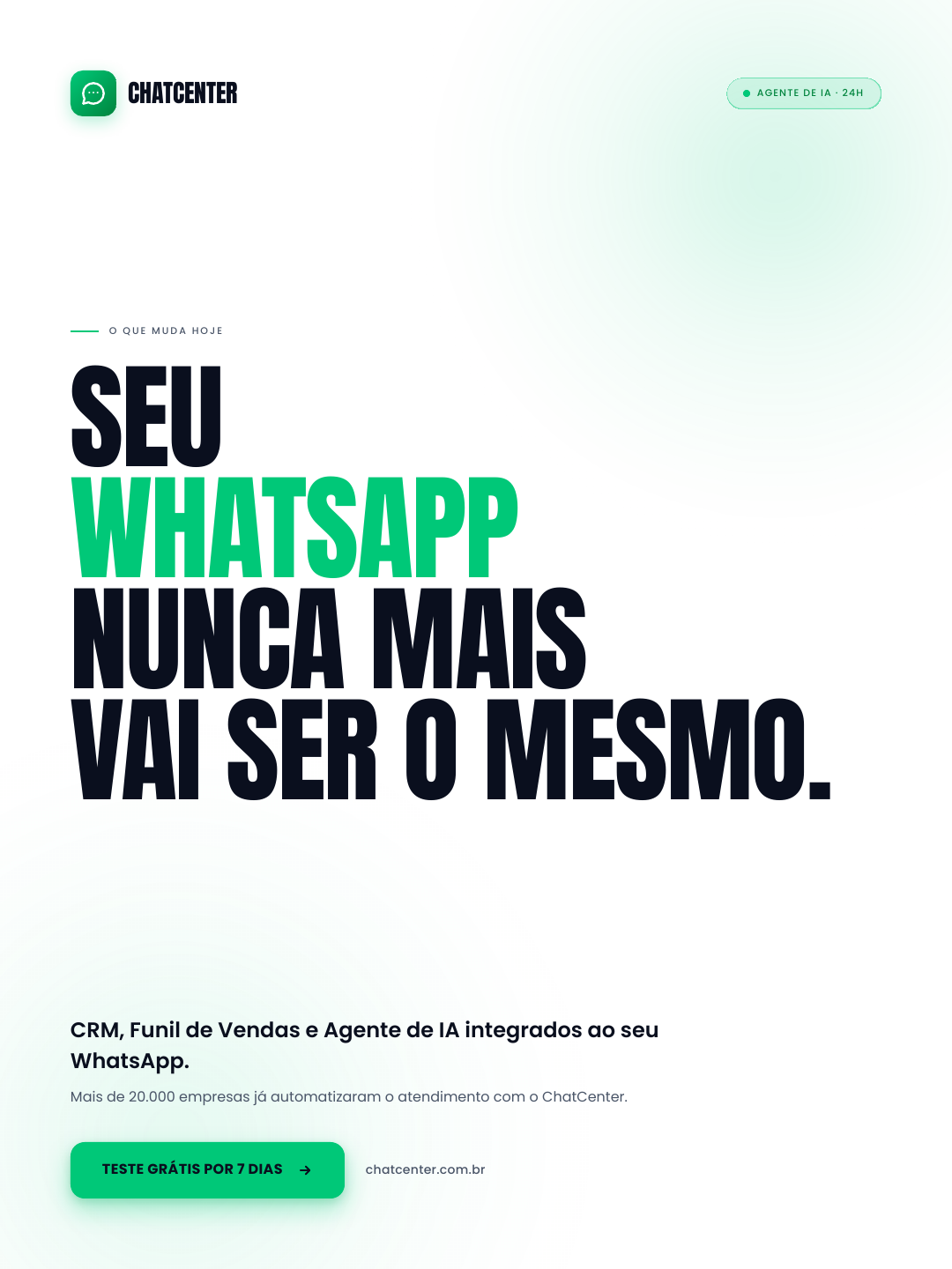 ChatCenter Brasil Facebook ad: Profissionalize seu WhatsApp.