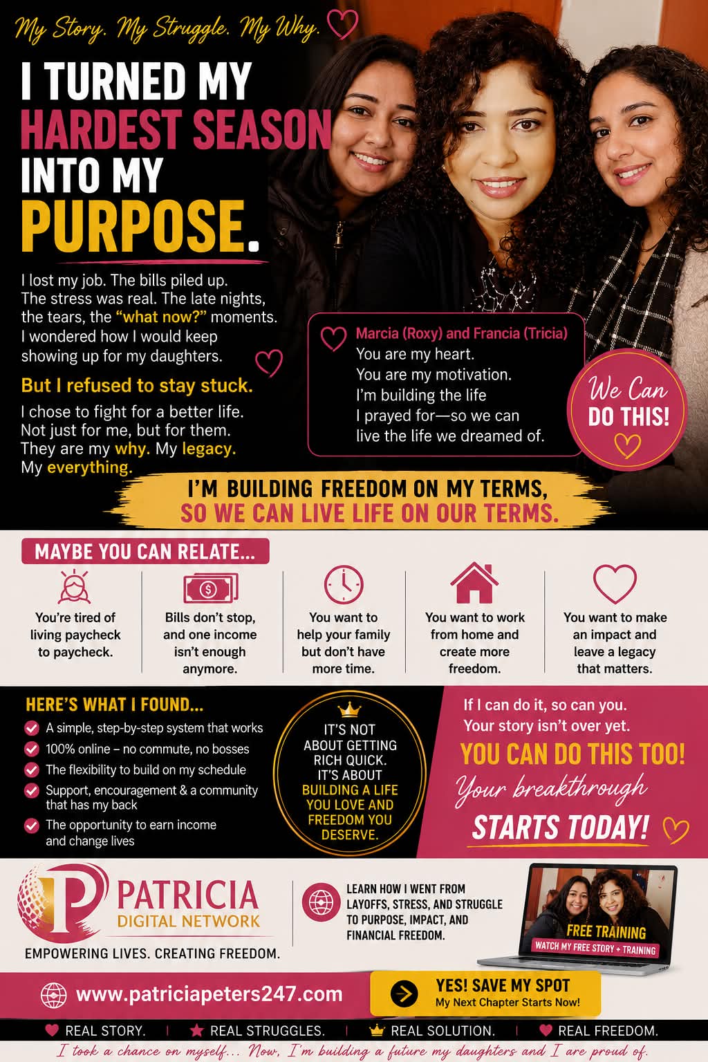 Patricia Digital Network Facebook ad: Your Story Can Change Starting Today