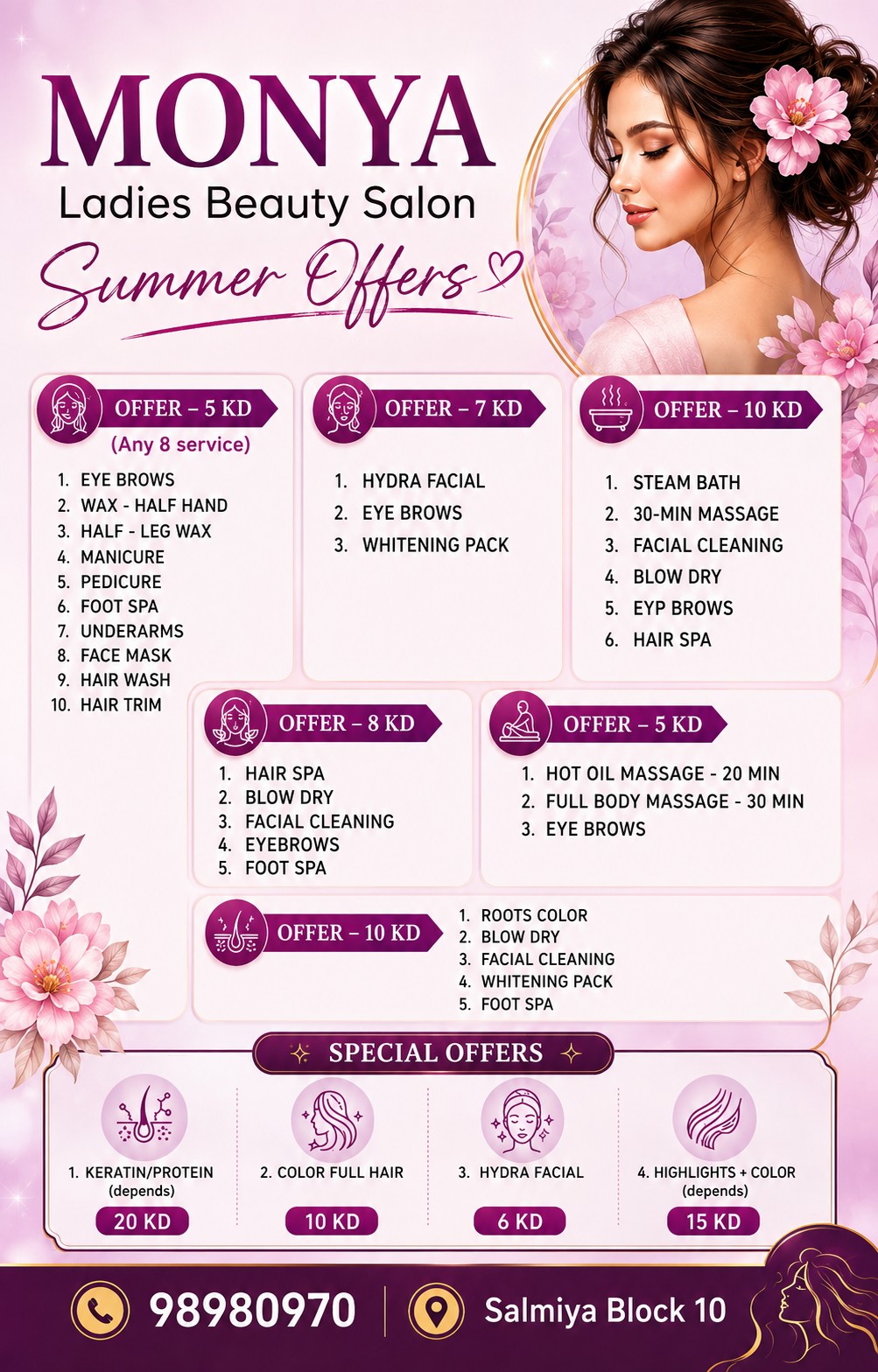 Monya.Salon Facebook ad: **SUMMER OFFERS ARE HERE!**