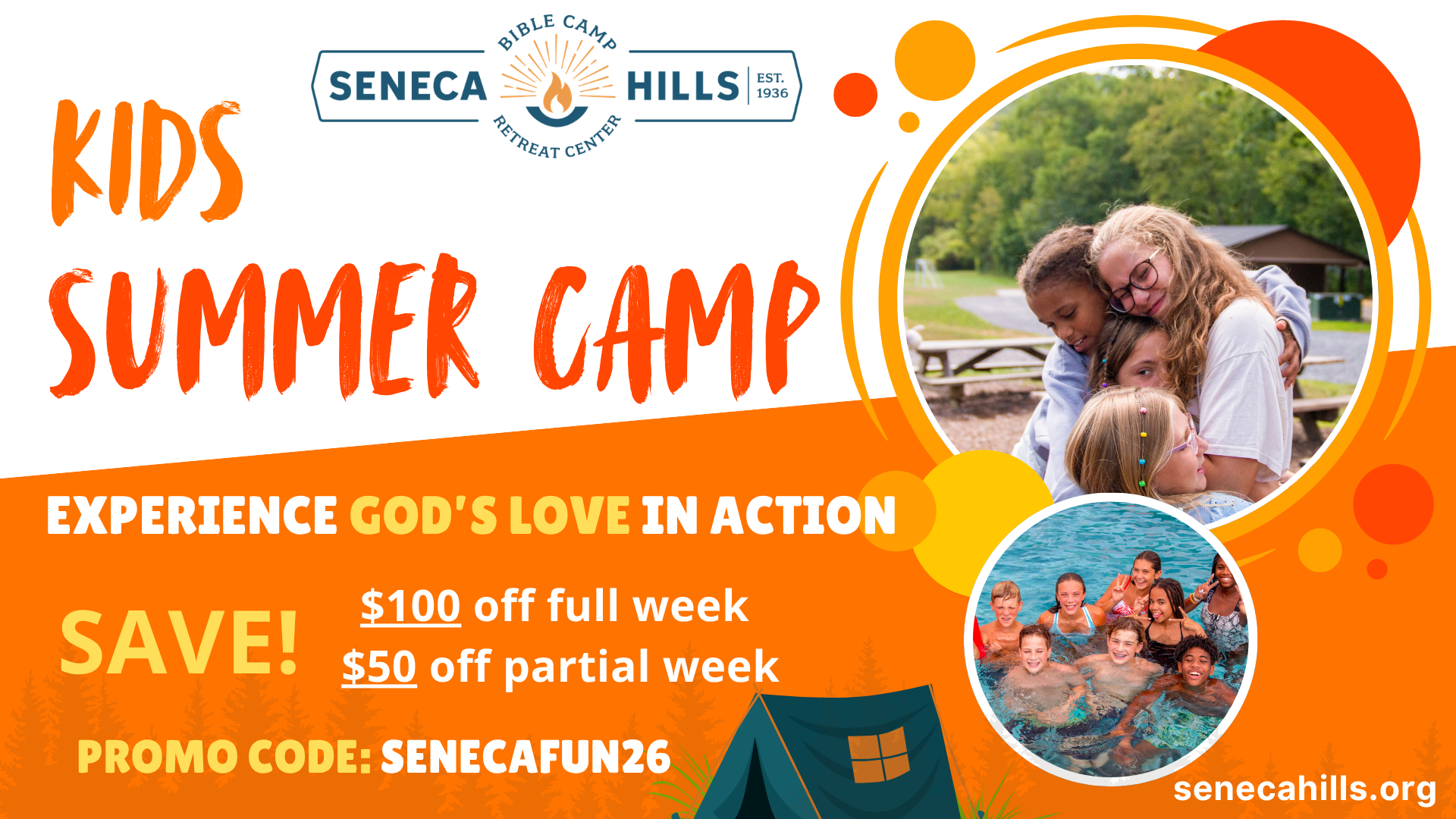 Seneca Hills Bible Camp Facebook ad from May 7, 2026