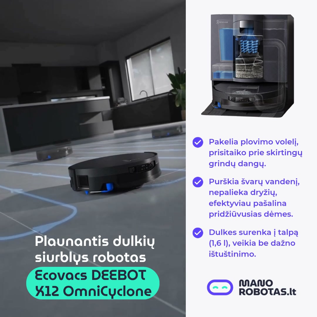 manorobotas.lt Facebook ad: ECOVACS DEEBOT X12 OMNI - SU NUOLAIDA