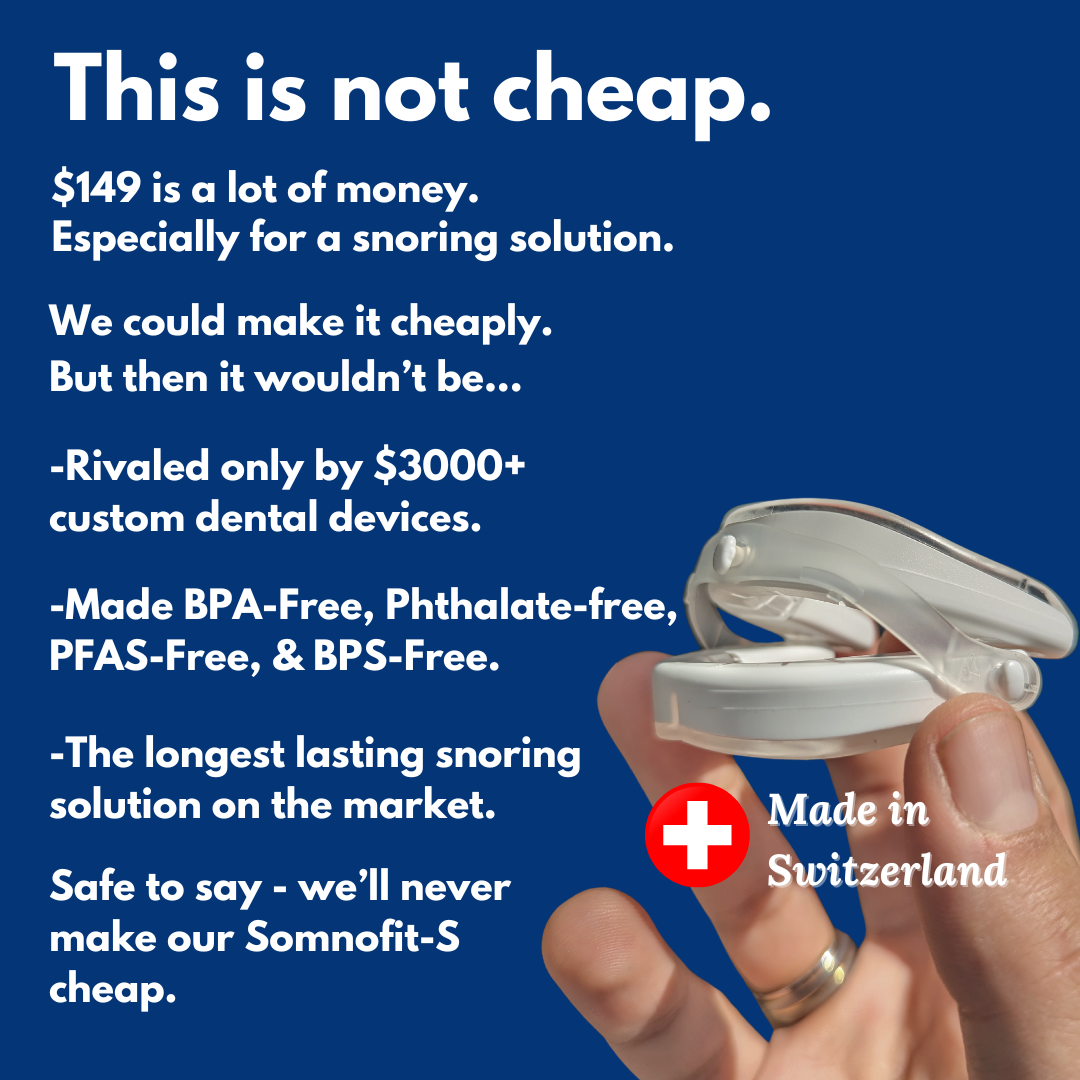 SnoreLessNow Facebook ad: Swiss-Made Anti-Snore Solution