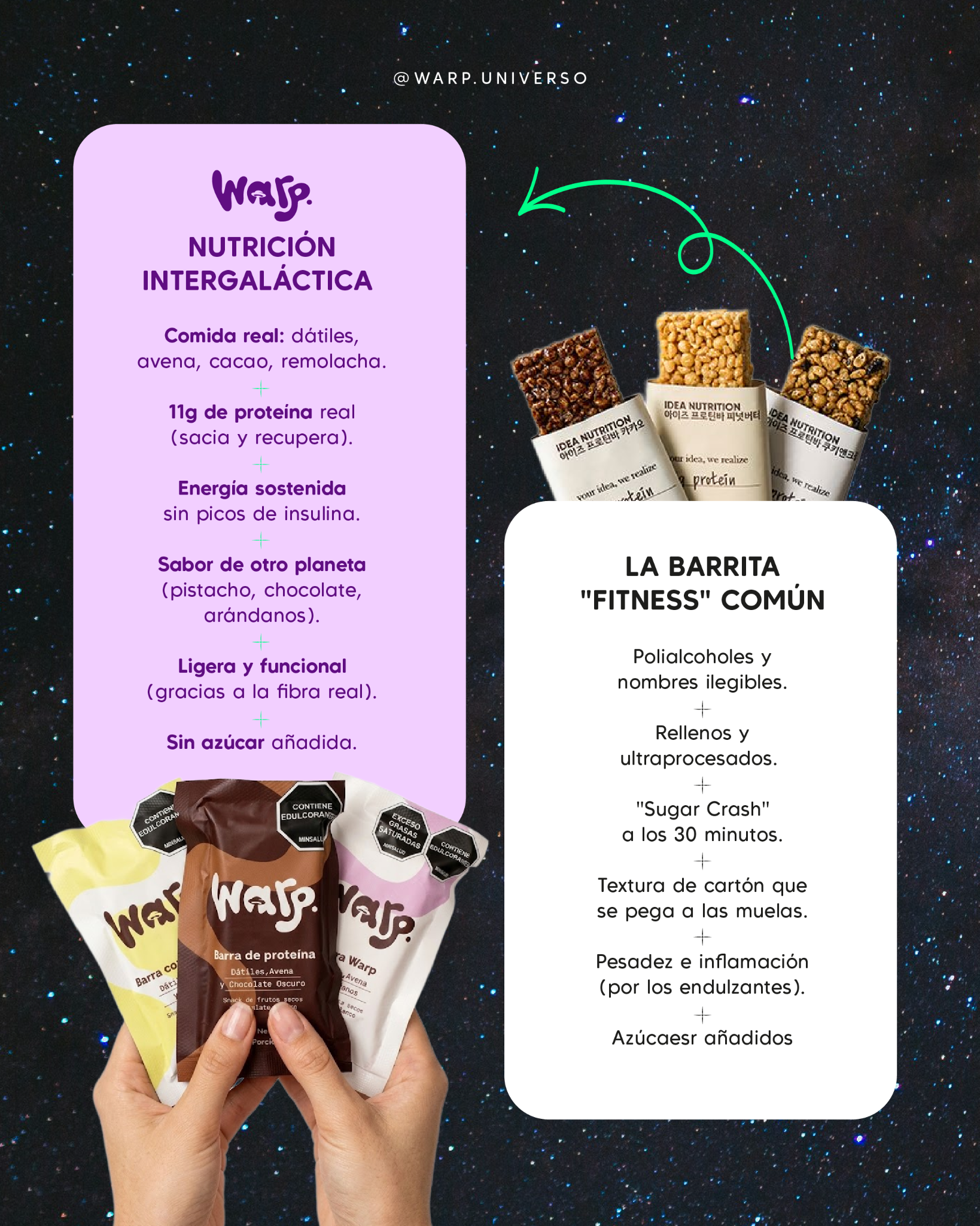 Warp Snacks Facebook ad: Packs con precio especial