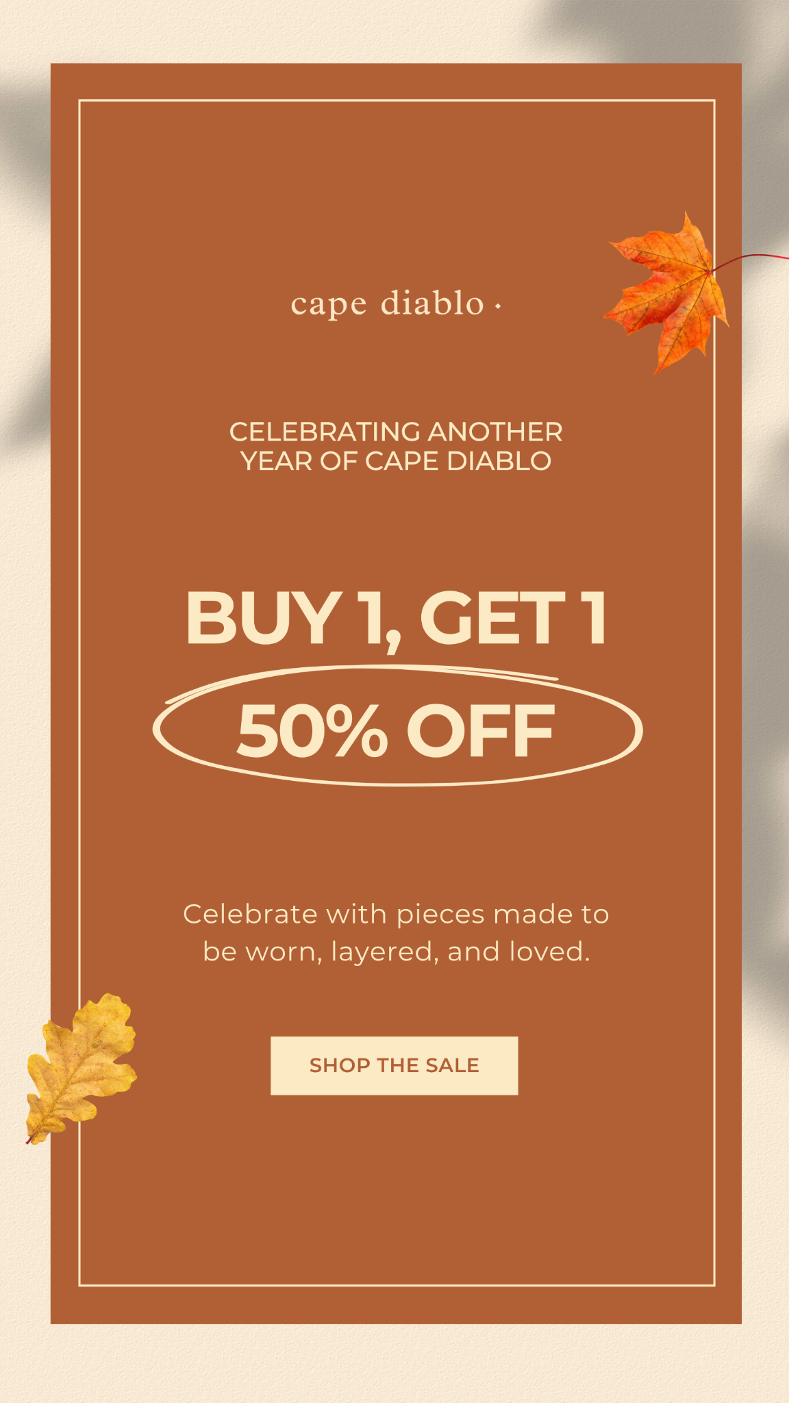 Cape Diablo Facebook ad: BUY 1, GET THE 2ND 50% OFF
