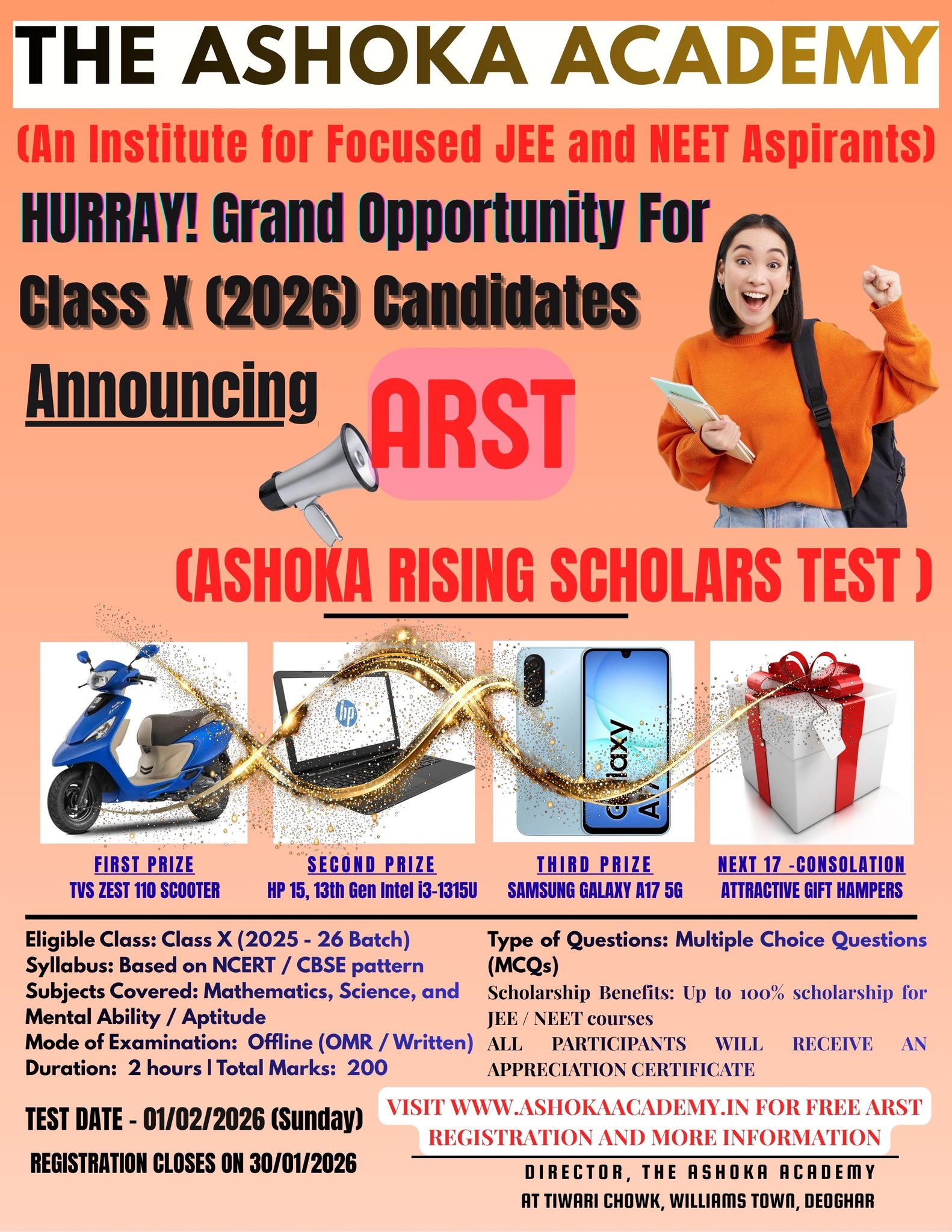 The Ashoka Academy Facebook ad: Ashoka Academy Deoghar, Best Education Place for JEE & NEET