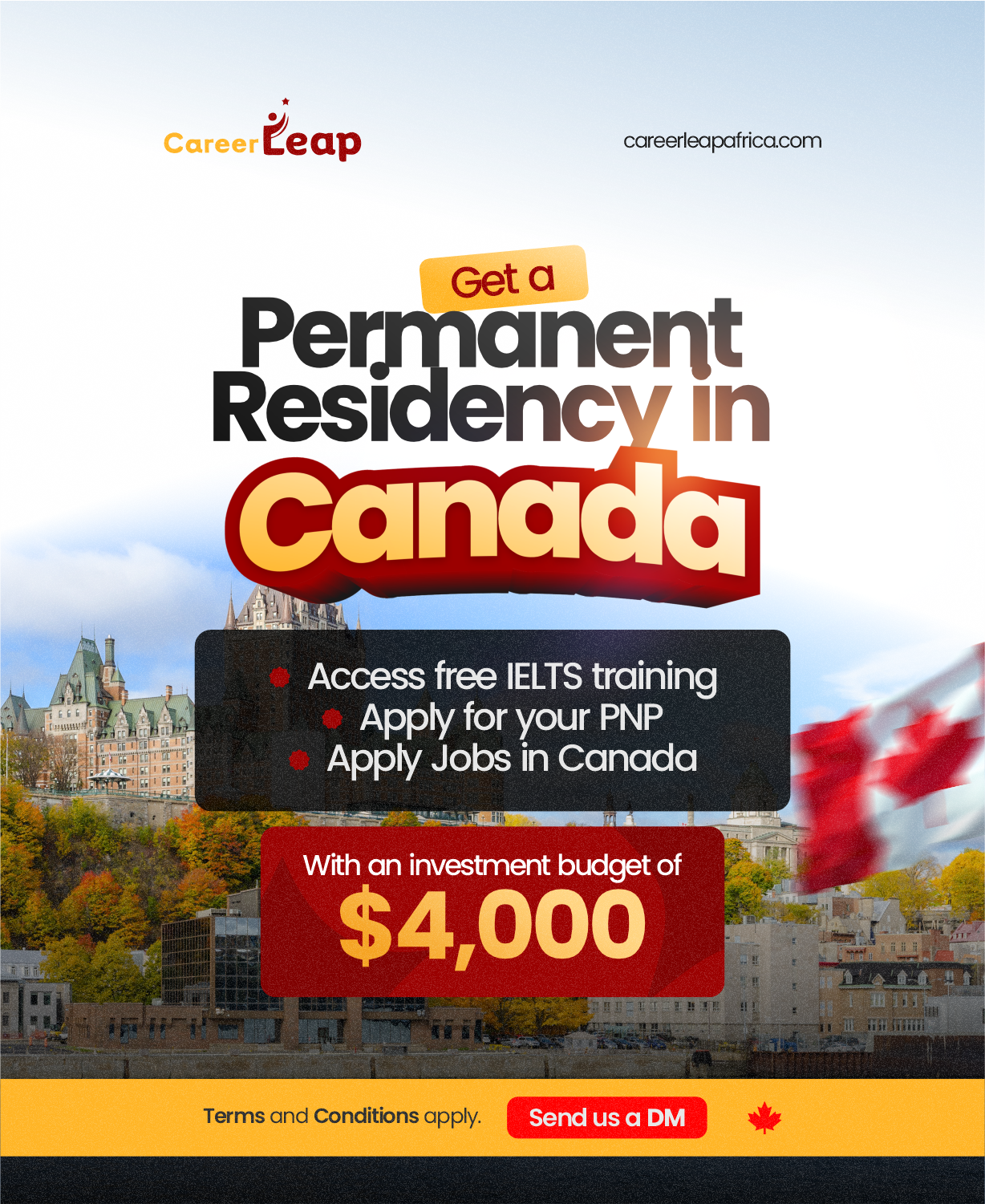 CareerLeap Facebook ad: Become a Permanent Resident in Canada