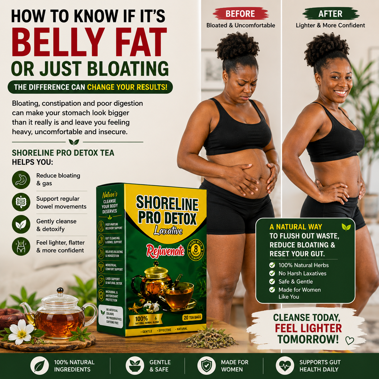 Shoreline Pro Detox Ng. Facebook ad: Say Goodbye to Stubborn Belly Fat