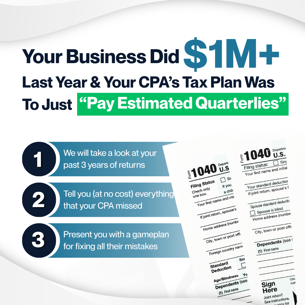 AE Tax Advisors Facebook ad: For Business Owners Making Over $500k Per Year