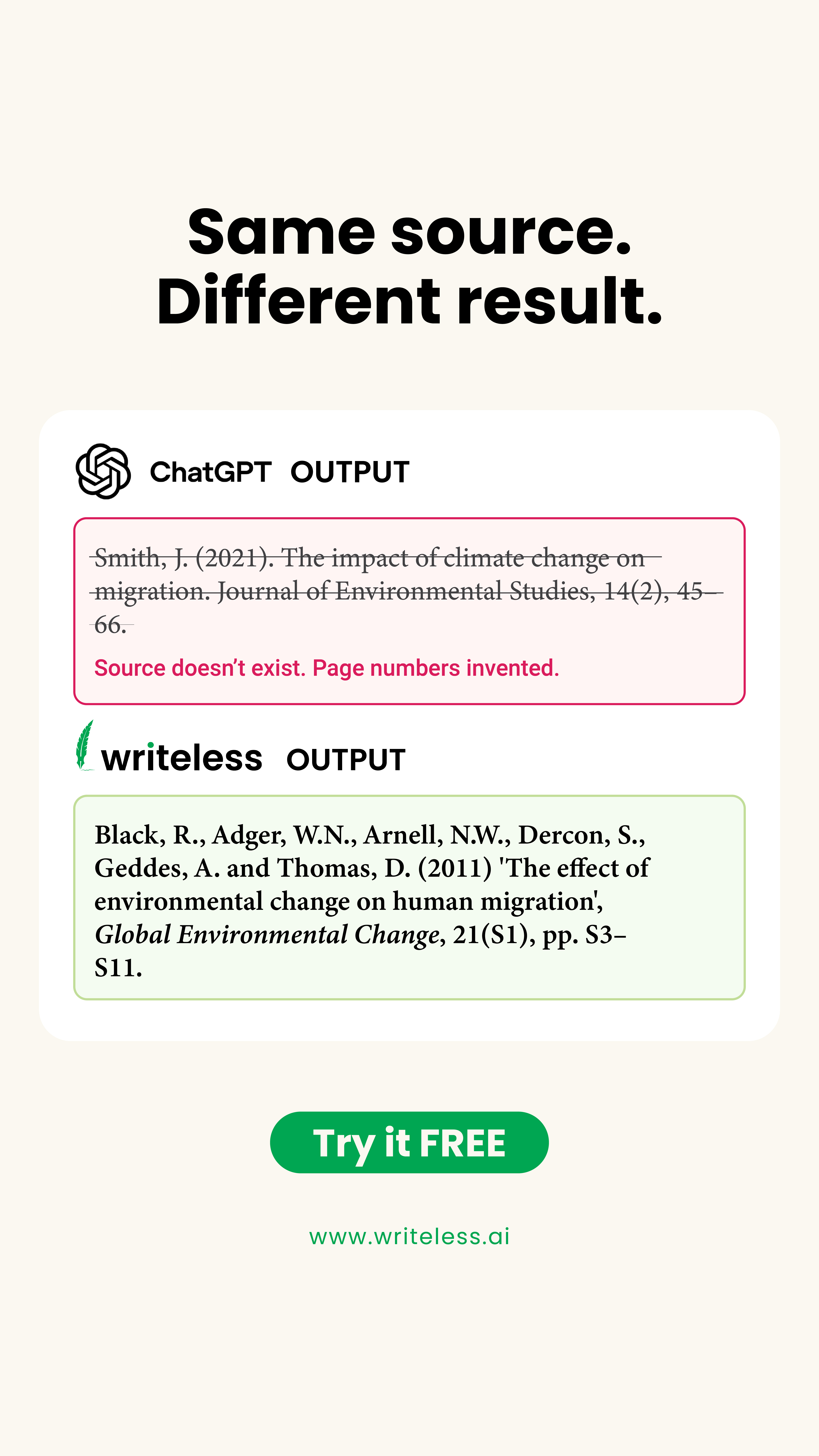 Writeless AI Facebook ad