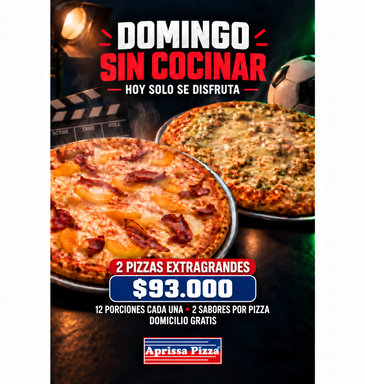 AprissaPizza Facebook ad: 2 pizzas Extra Grande por $93.000