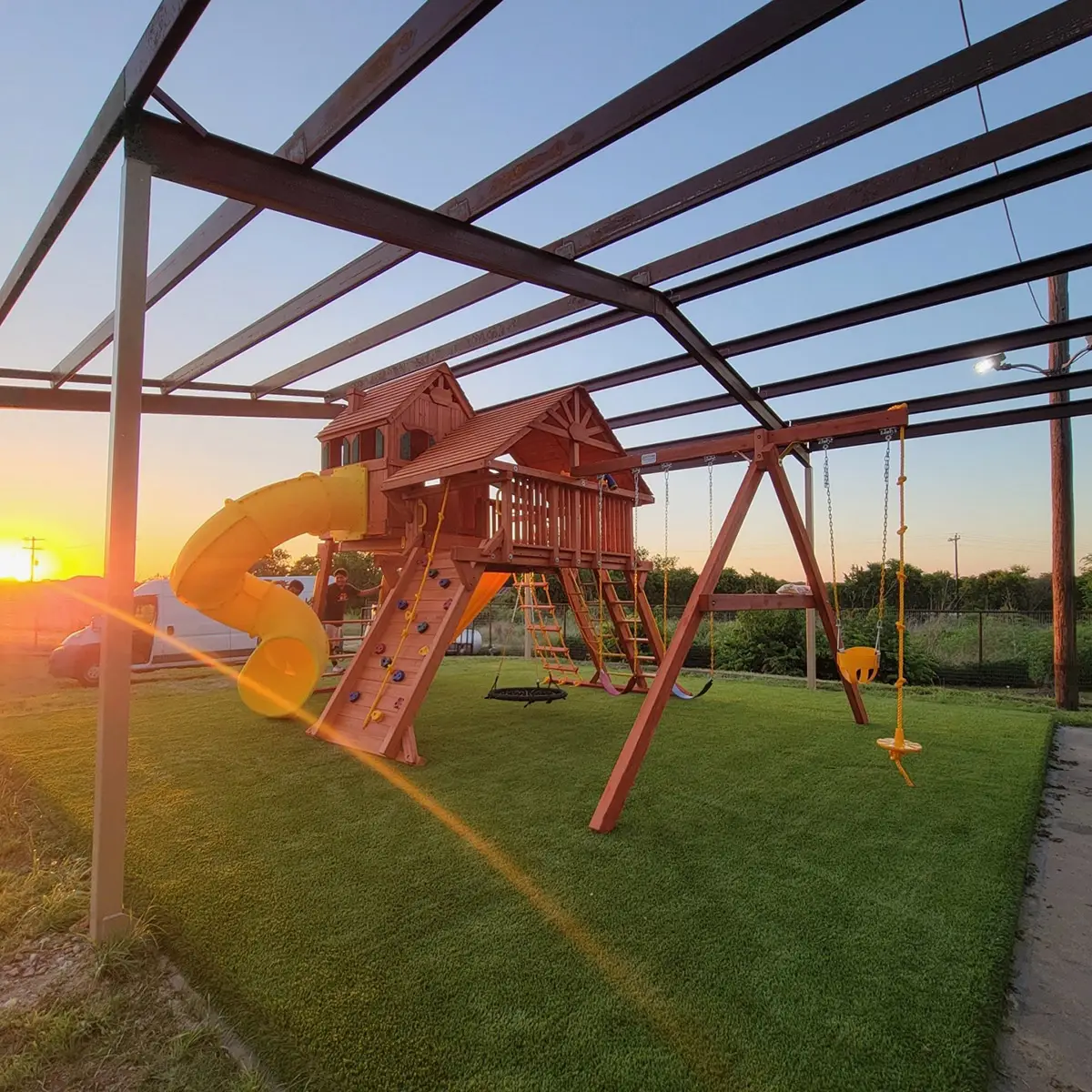 ForeverLawn Mid-Tex Facebook ad: This Playground Grass Academy installation was installed at…