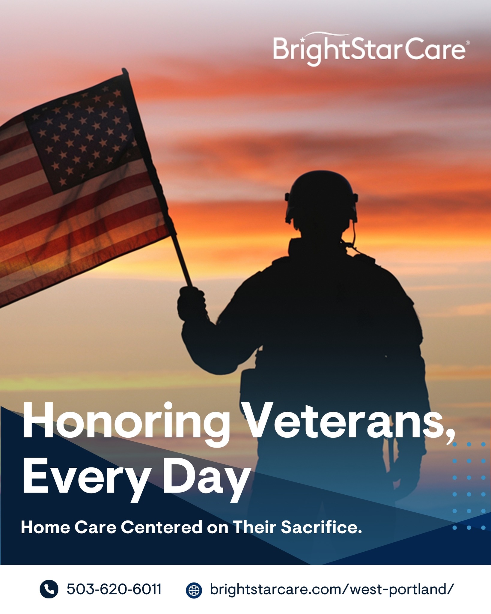 BrightStar Care West Portland Facebook ad: Our veterans gave so much for our country.