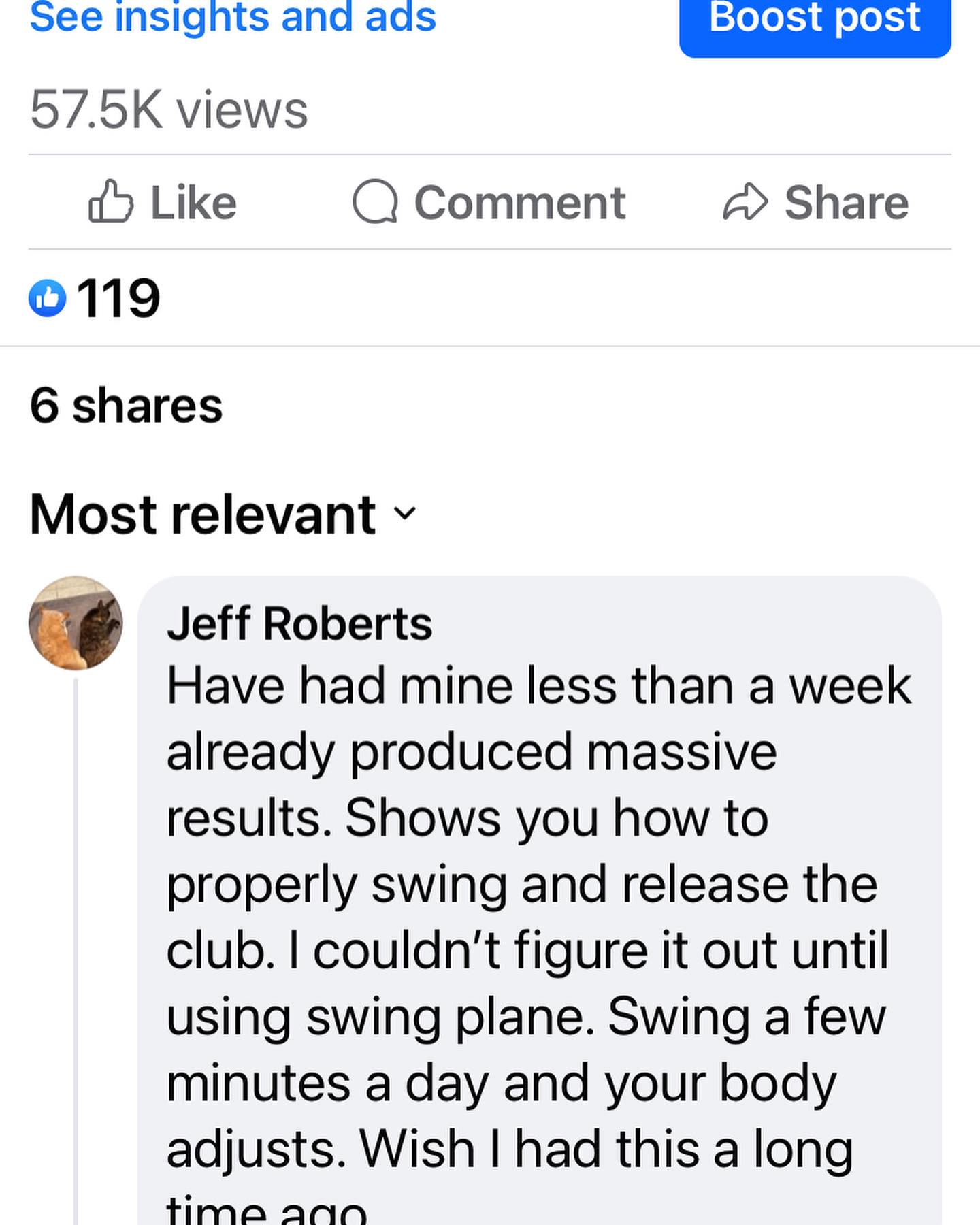 Plane Swing Golf Swing Trainer Facebook ad