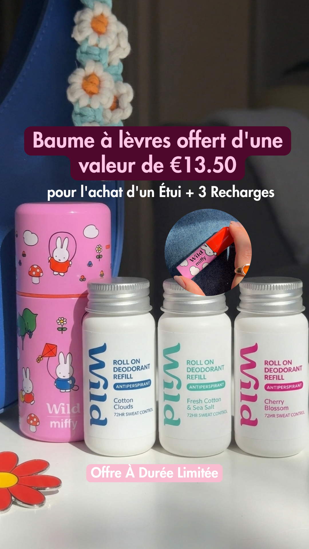 Wild Facebook ad: Un baume à lèvres gratuit avec Miffy
