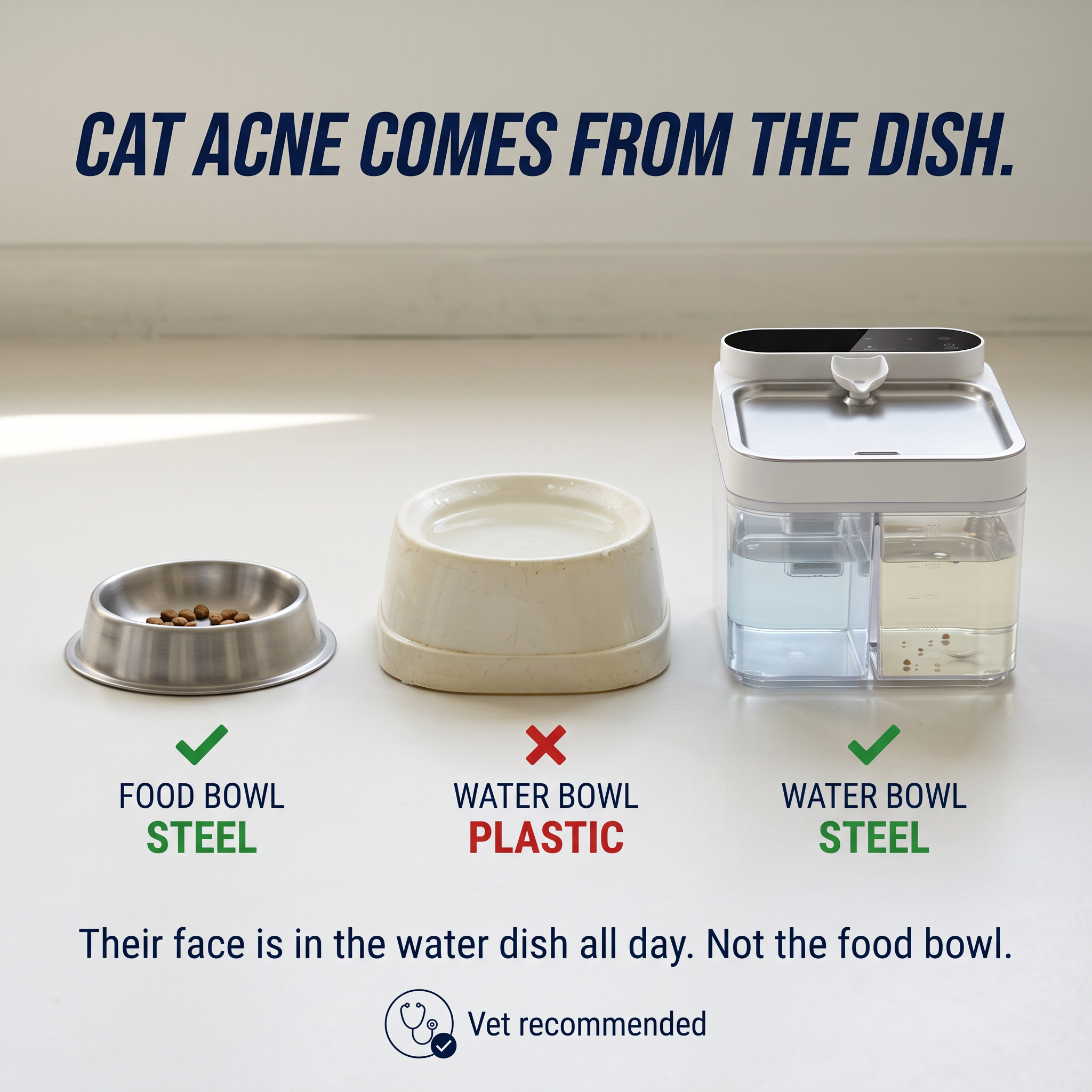 PureStream Facebook ad: Cat Acne Starts In The Water Bowl