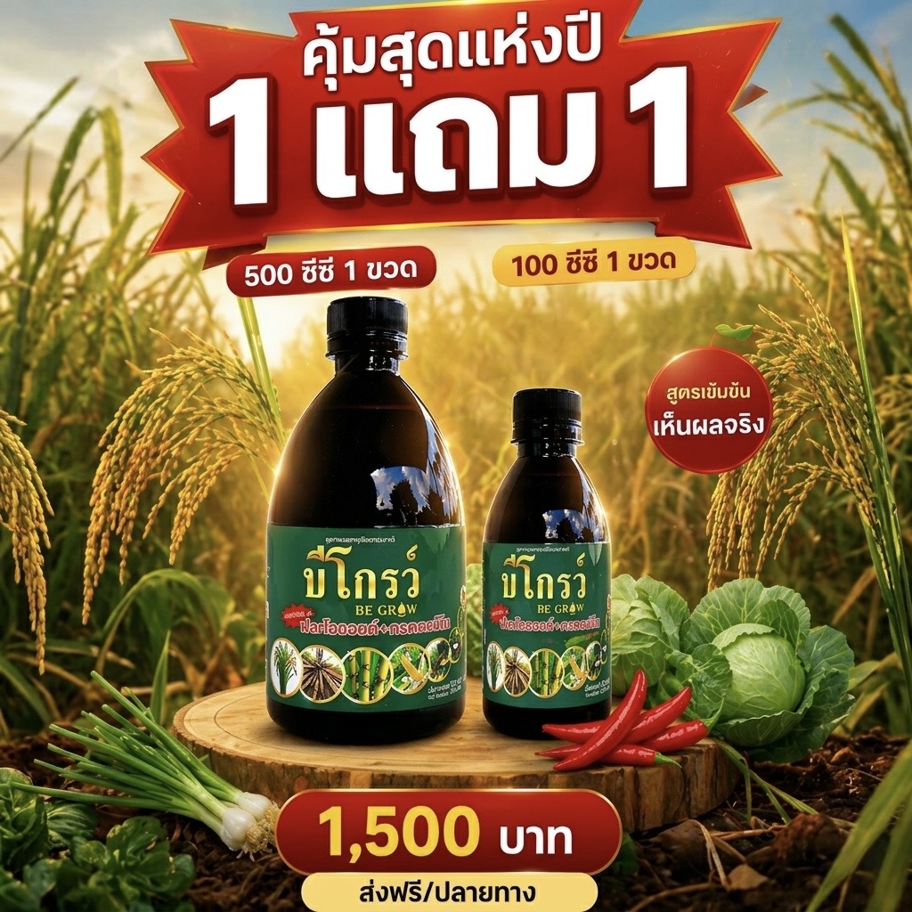บีโกรว์ สารเพิ่มพูนผลผลิตทางการเกษตร 093-4524709 /082-2606988 Facebook ad: สินค้าจัดส่งทุกวัน / มีบริการเก็บปลายทาง