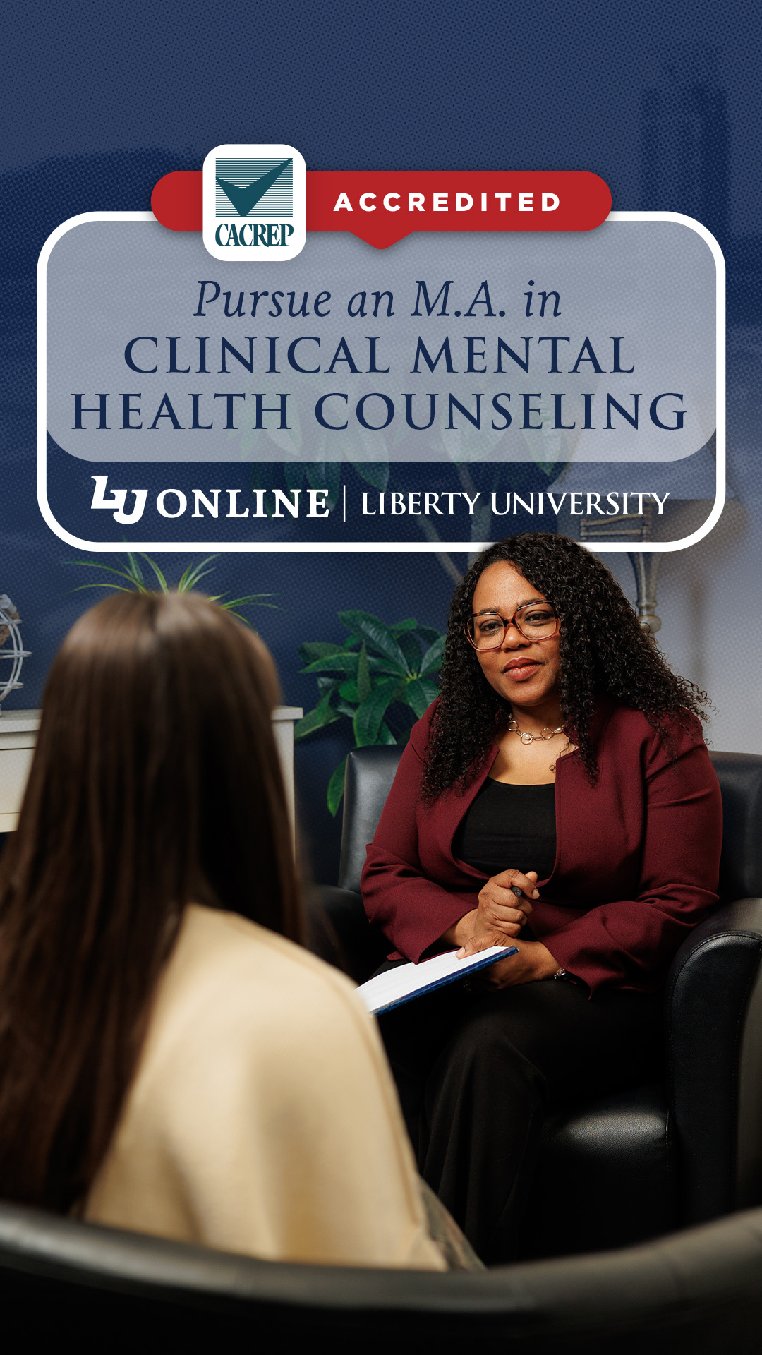 Liberty University Online Programs Facebook ad: CACREP Accredited