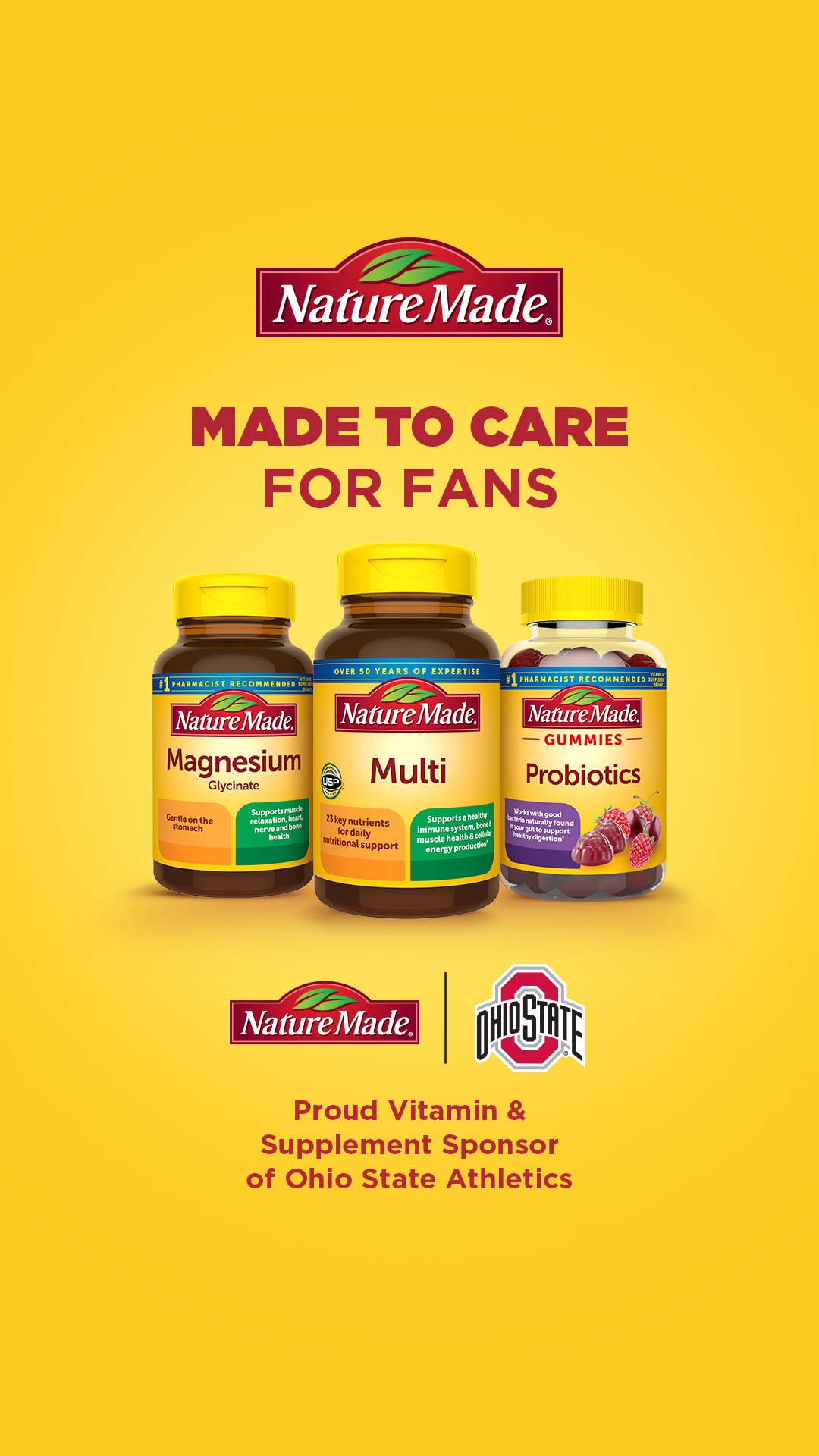 Nature Made Facebook ad: Made to Care for Fans