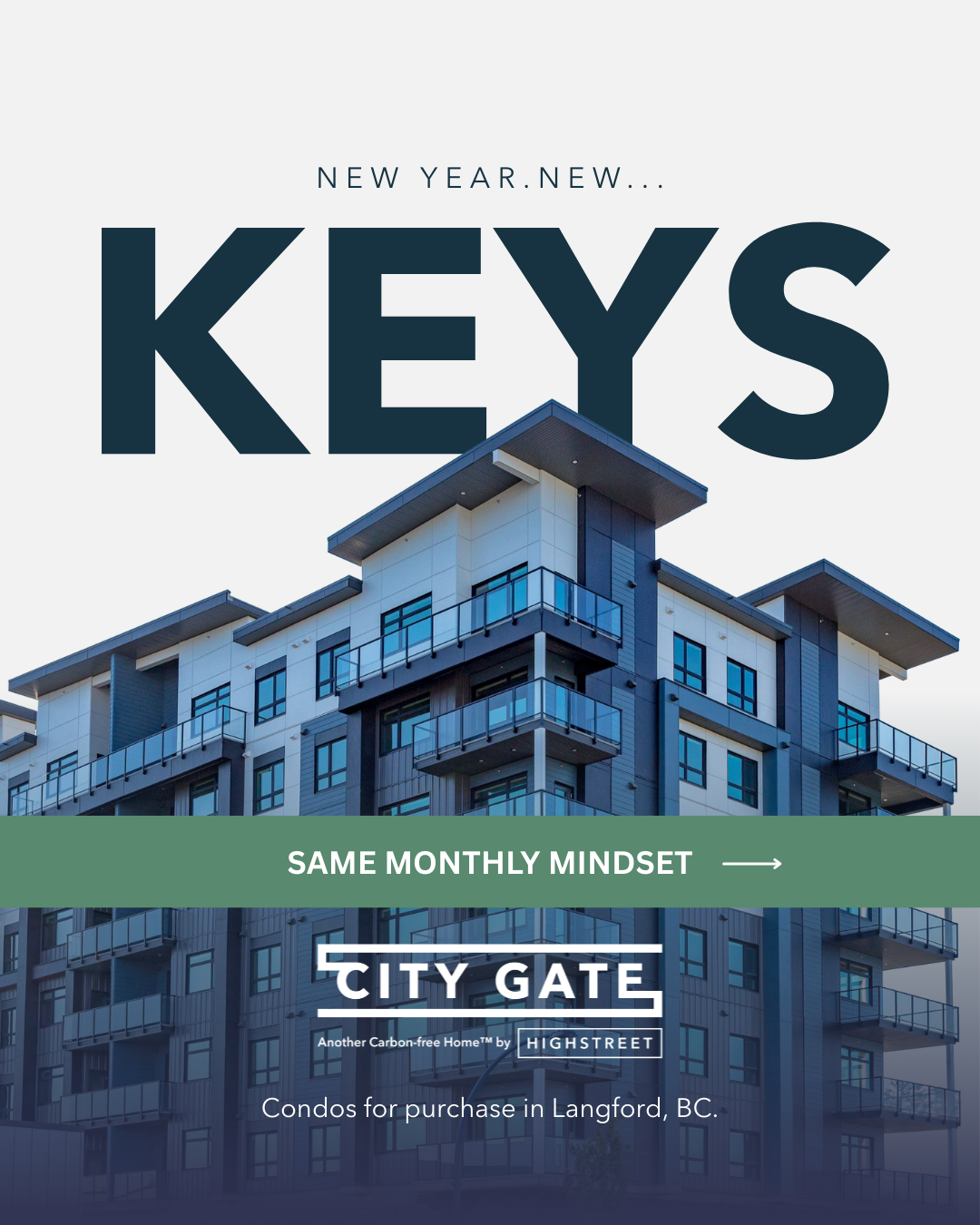 Go Highstreet Facebook ad: New Year, New Keys, Same Monthly Mindset.