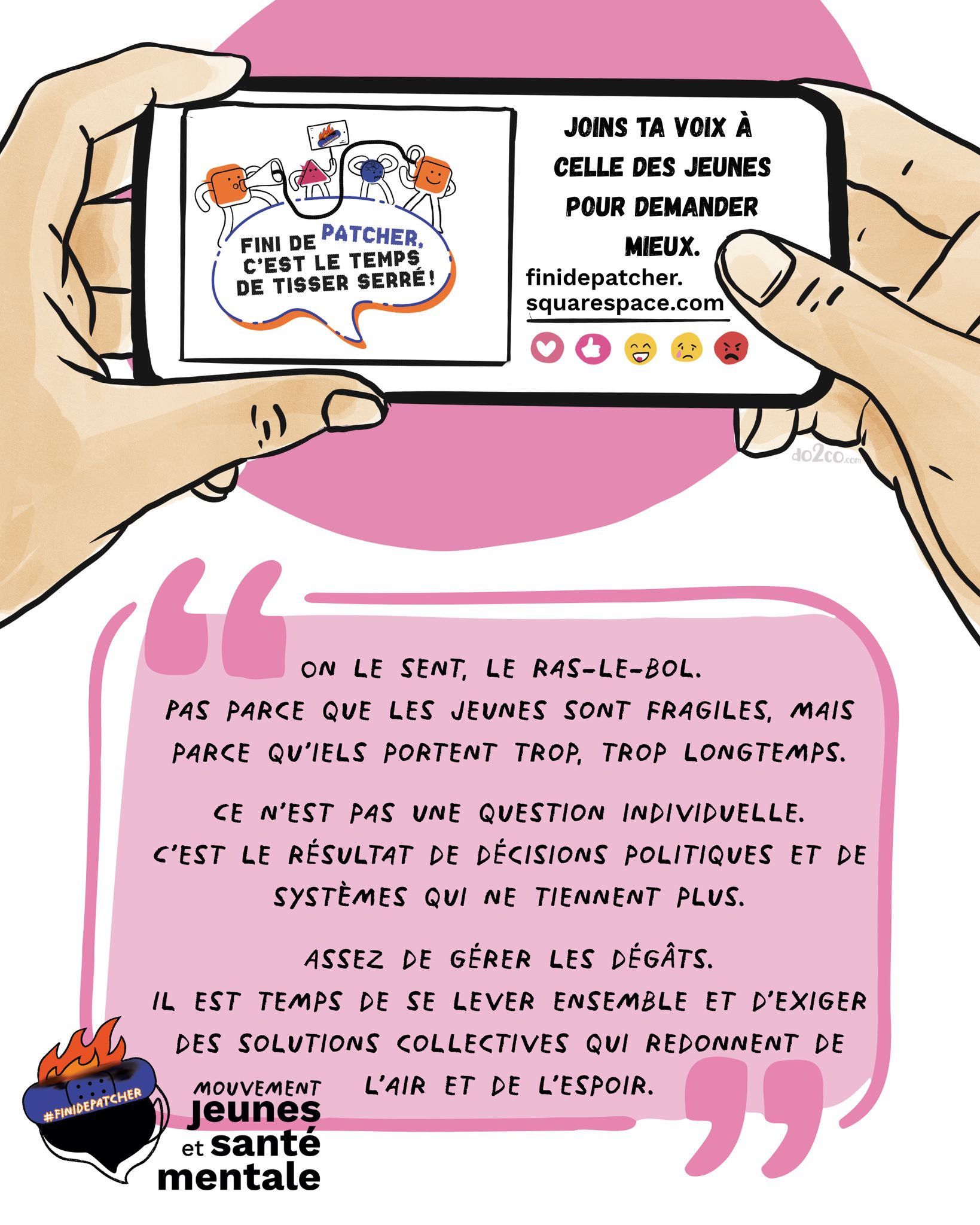 Mouvement Jeunes et santé mentale Facebook ad: Le filet social se défait fil par fil…