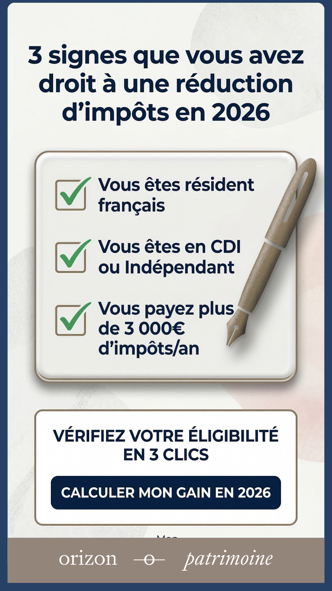 Orizon Patrimoine Facebook ad from Mar 11, 2026