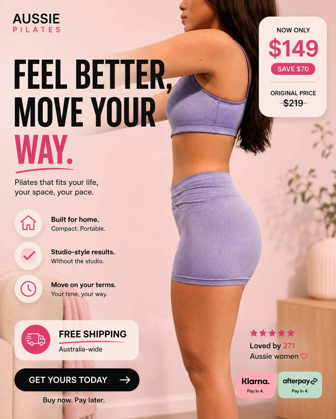 Aussie pilates Facebook ad