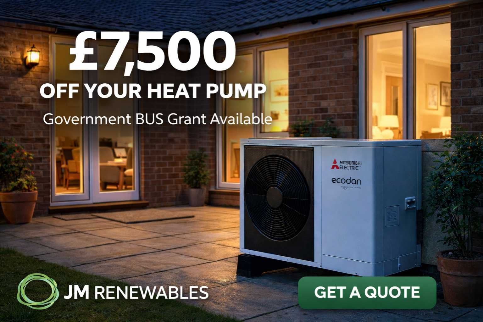 JM Renewable Solutions Ltd Facebook ad: Upgrade your home heating with an energy-efficient air…