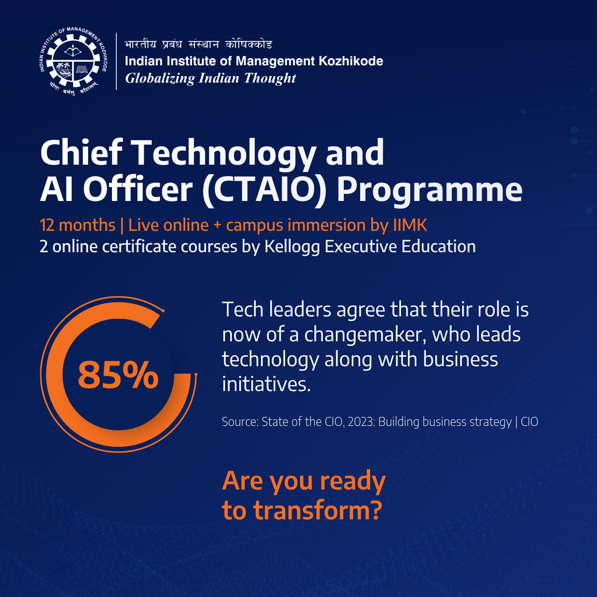 IIM Kozhikode Chief Technology and AI Officer Programme Facebook ad