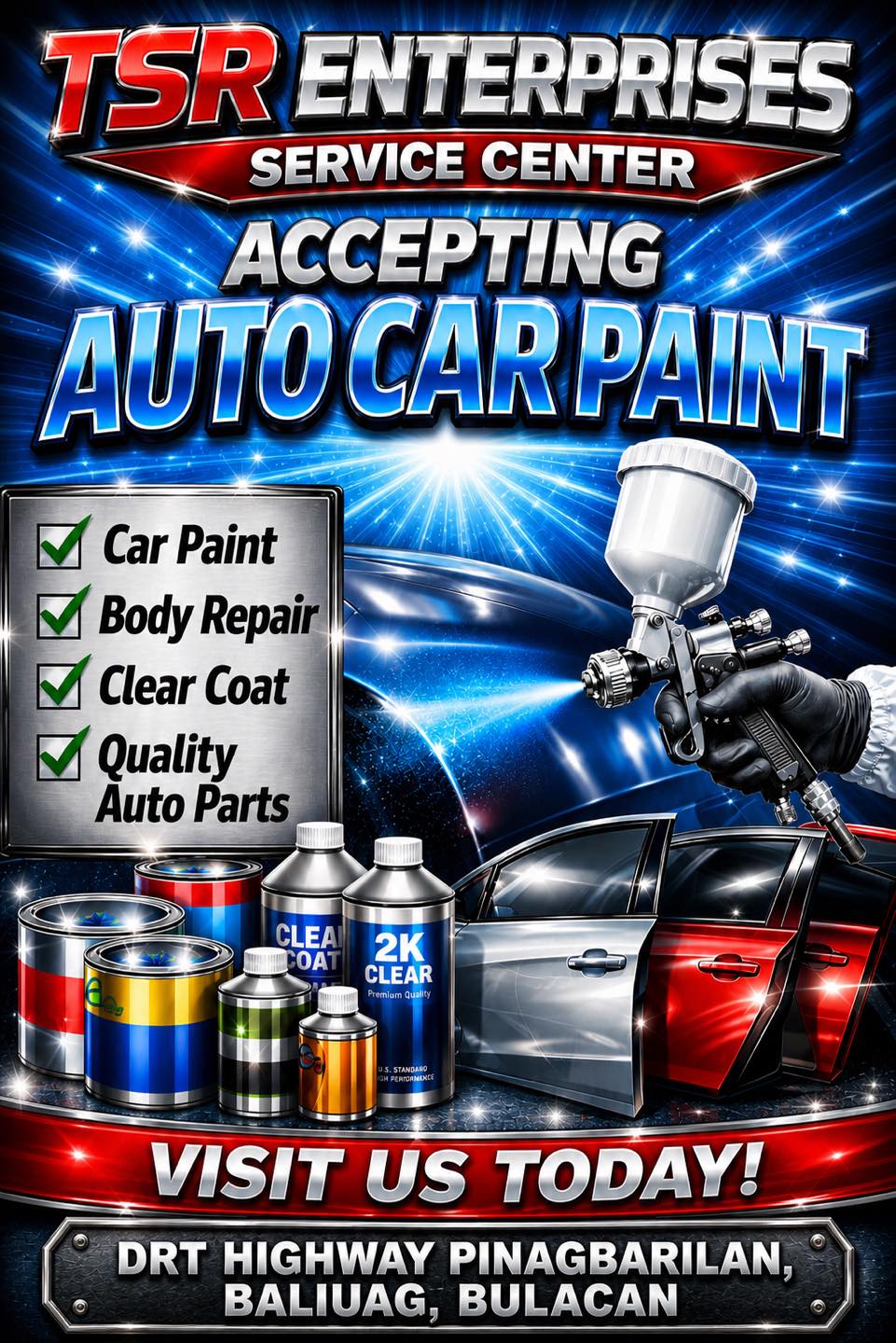 TSR Enterprises - Baliuag Branch Facebook ad: TSR ENTERPRISES AUTO REPAIR REPAINT BODYWORKS SHOP