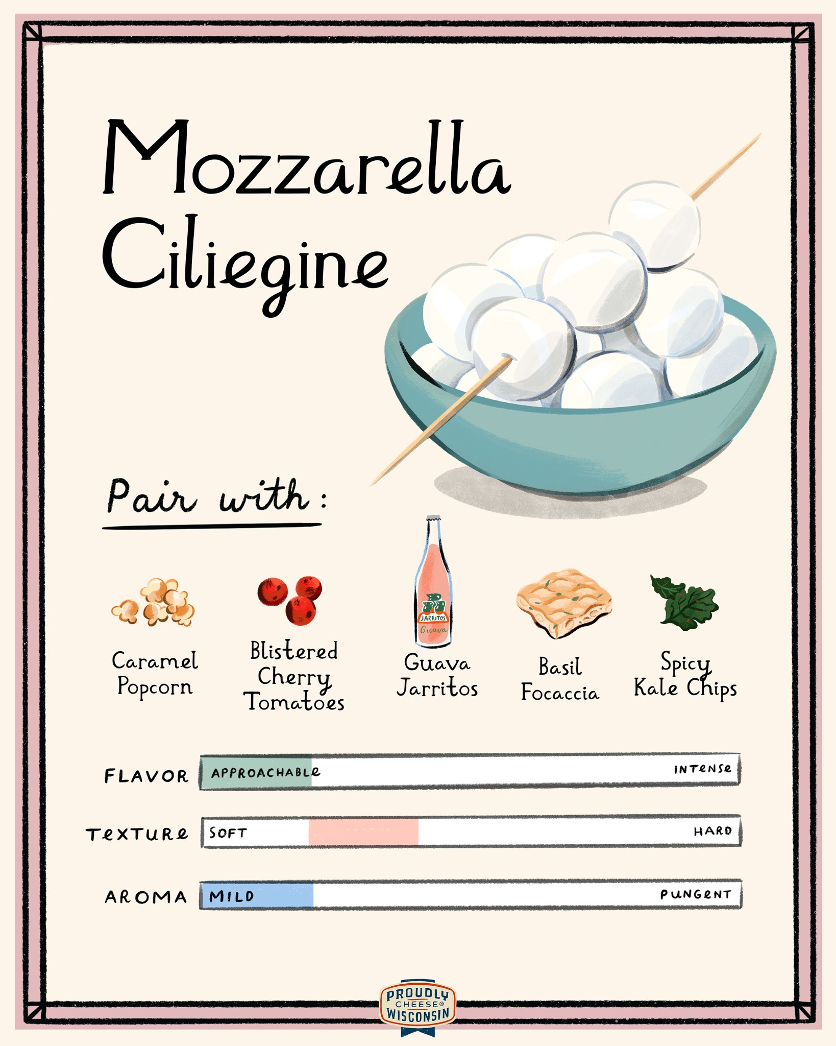 Wisconsin Cheese Facebook ad: Fresh Mozzarella Ciliegine are cherry-sized balls of pure…