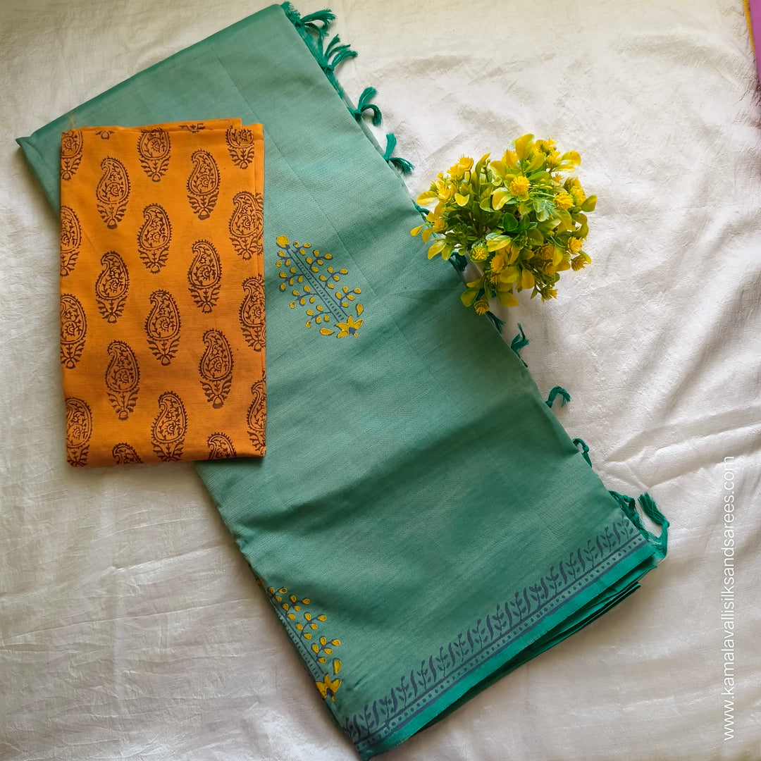 Kamalavalli Silks and Sarees Facebook ad: South Cotton Mix Hand Block Printed Sarees |…