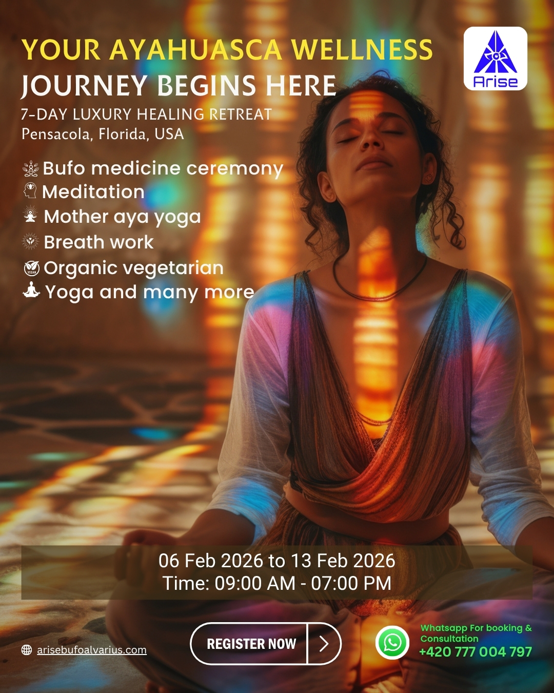 Arise Healing Retreat Facebook ad: Absolutely, here are the three longer, emotionally rich…