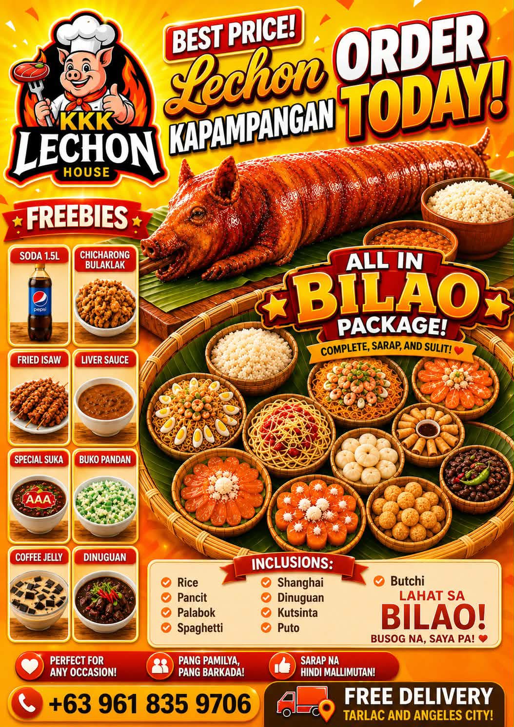 K K K Lechon House Facebook ad: ALL-IN BILAO PACKAGE + LECHON KAPAMPANGAN!