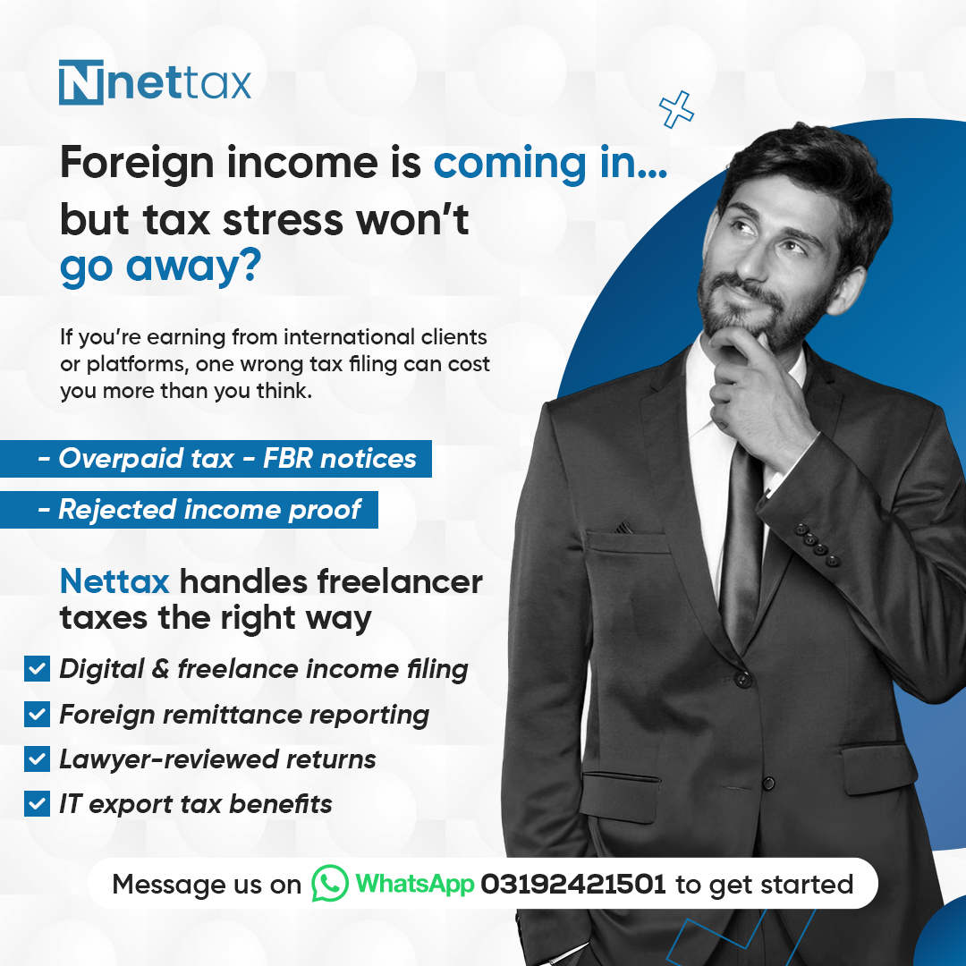 Nettax Facebook ad: Protect Your Foreign Income from FBR Notices