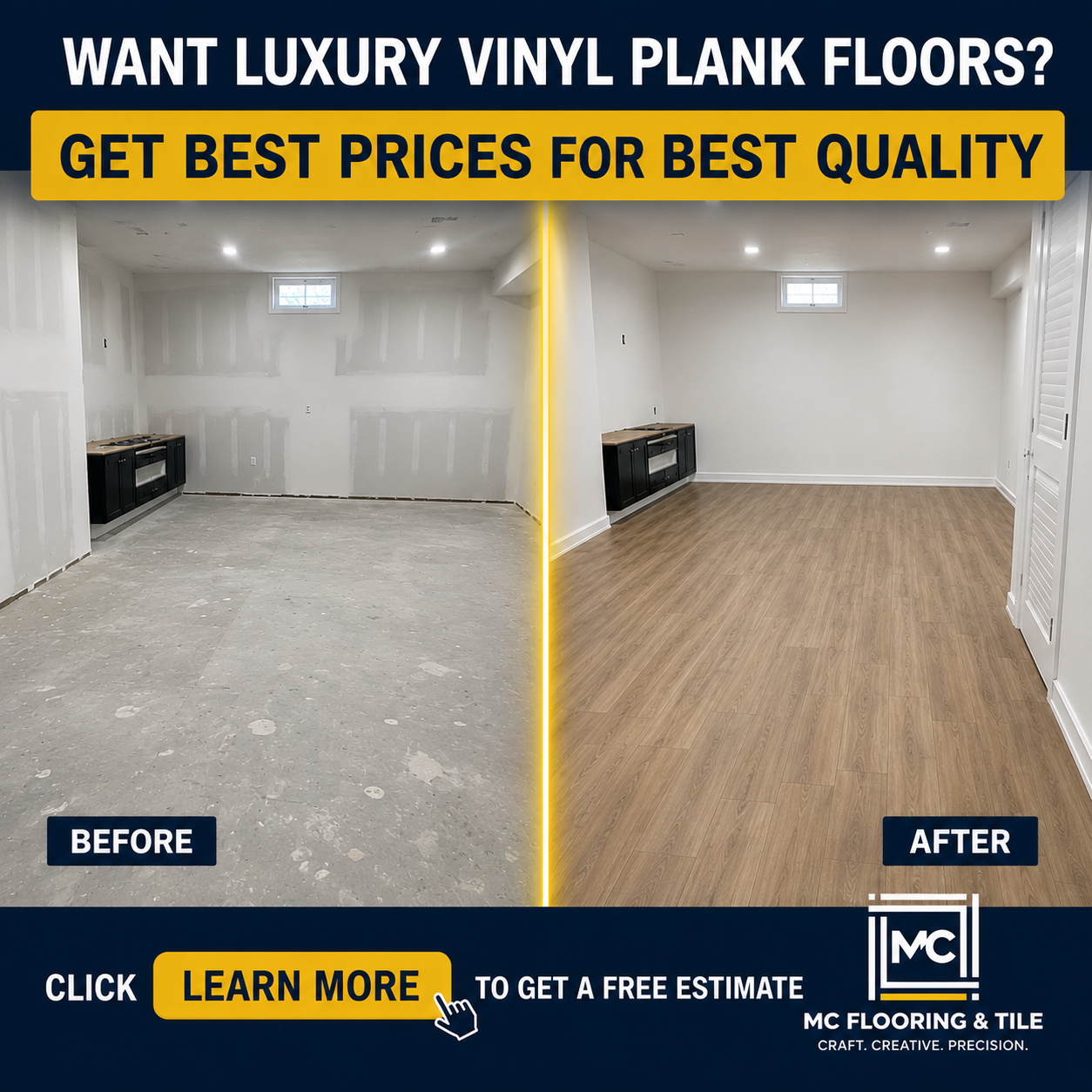 MC Flooring and Tile Facebook ad: Transform Your Bathroom With Expert Tile Installation