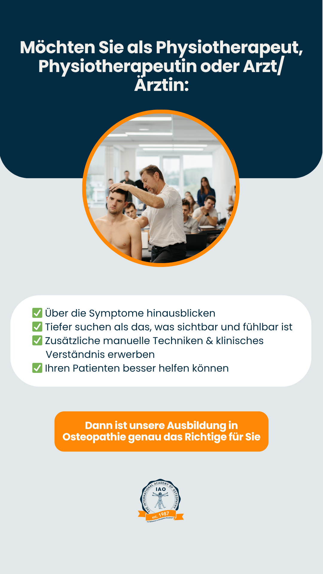 The International Academy of Osteopathy Facebook ad