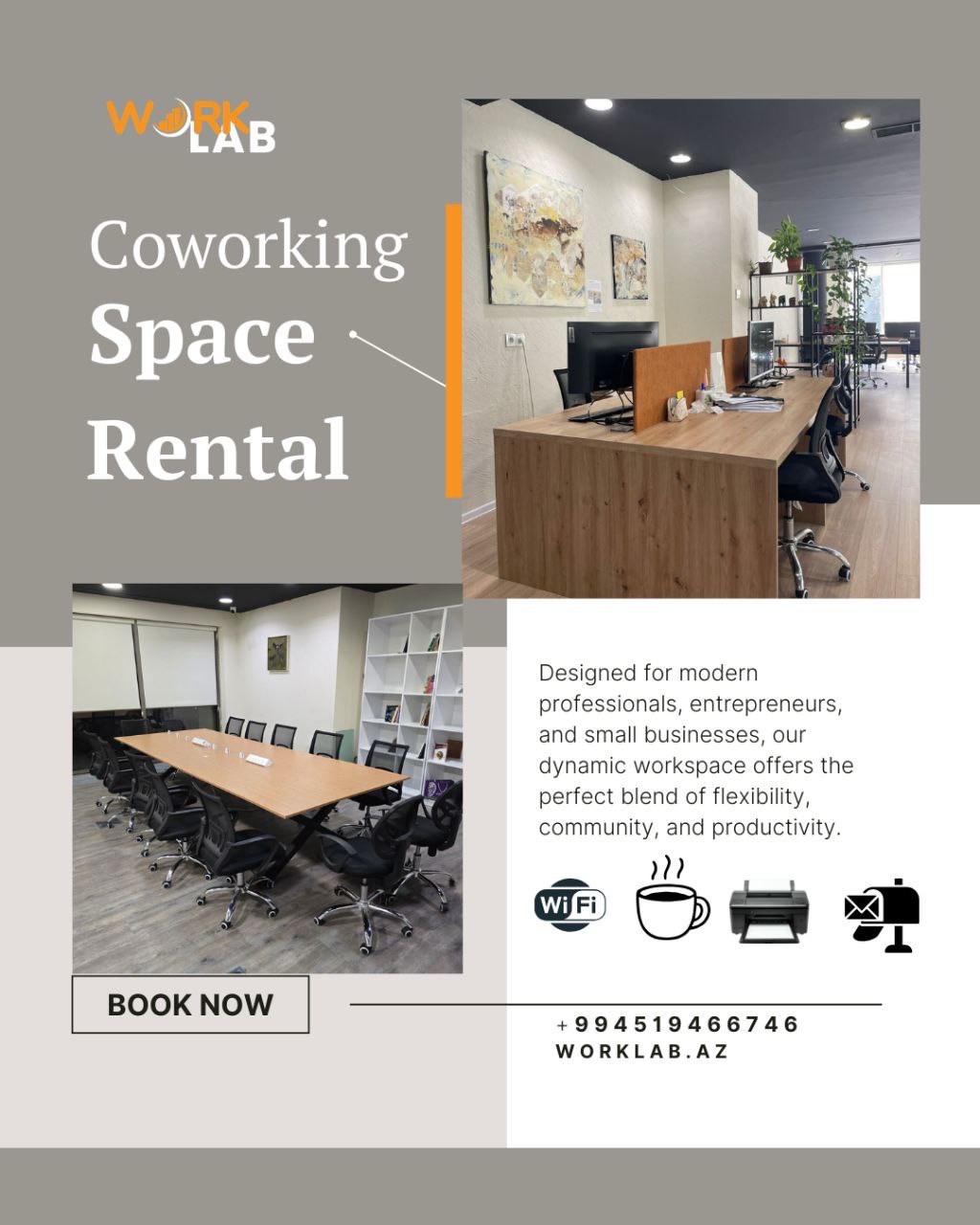 WorkLab Coworking Center Facebook ad: Dear friensa, at WORKLAB Coworking Center, we’ve created…