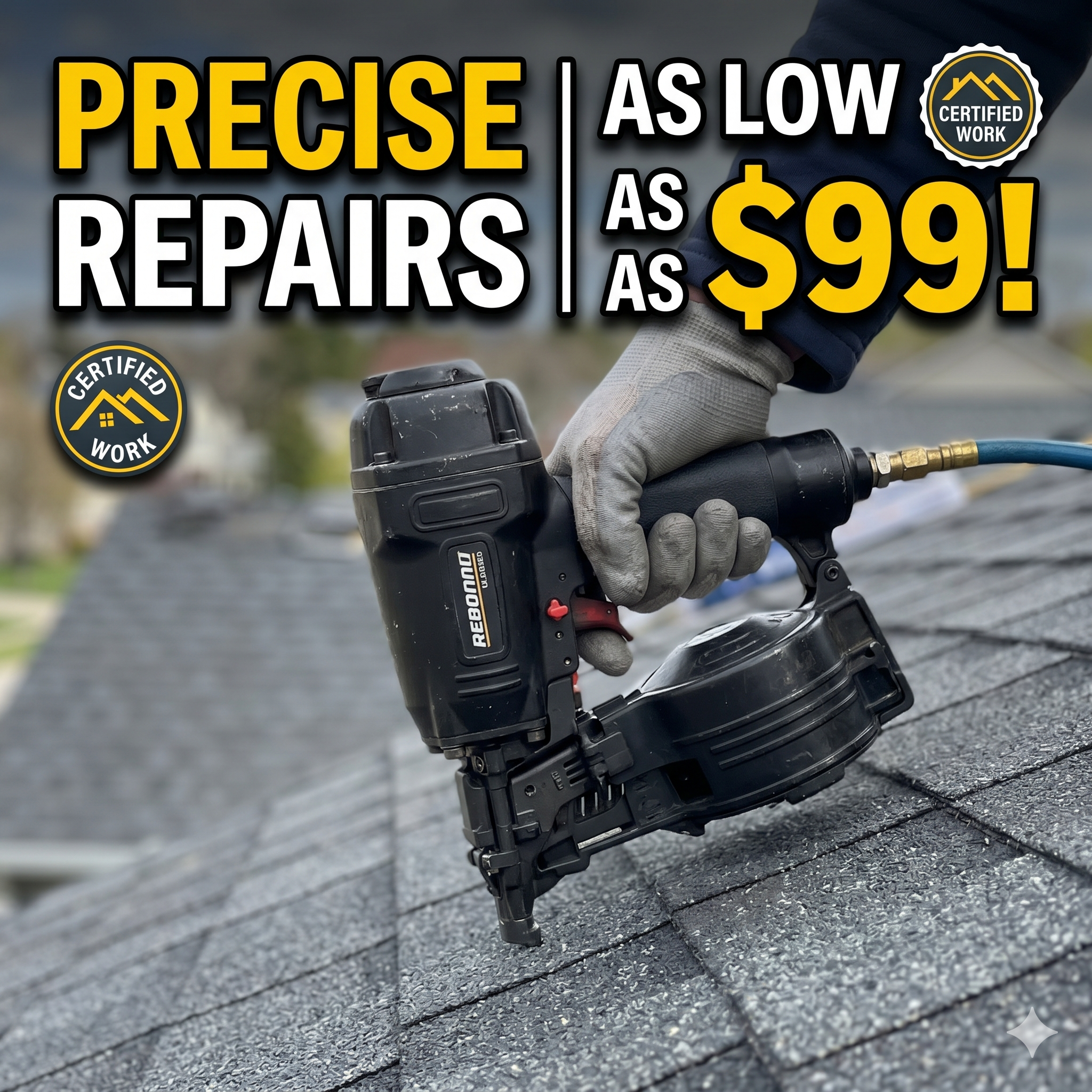 Roco roofing Facebook ad: Roof Repairs Starting at $99
