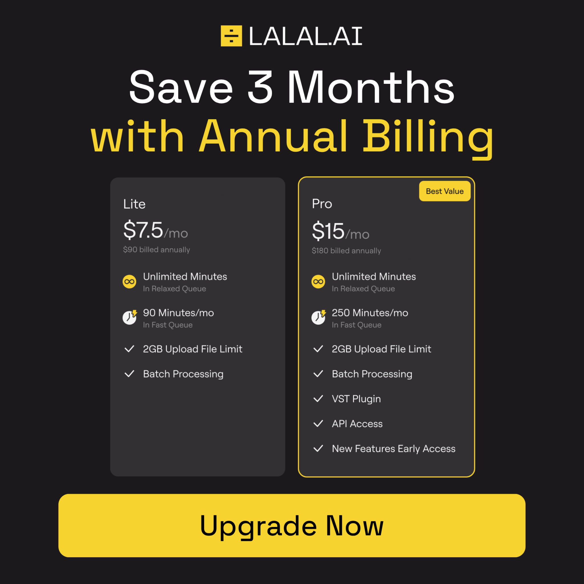 Lalal ai Facebook ad: Pricing | LALAL.AI
