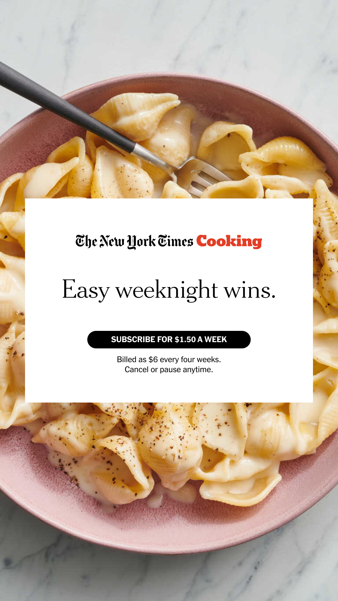 NYT Cooking Facebook ad
