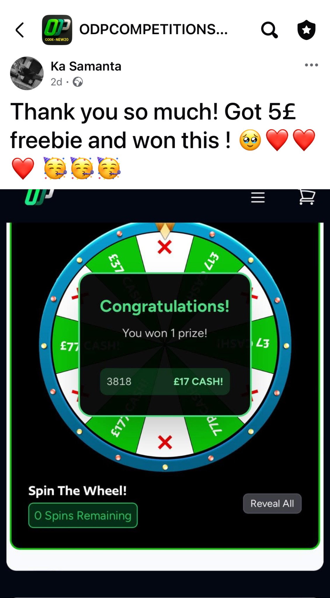 ODP Competitions Facebook ad