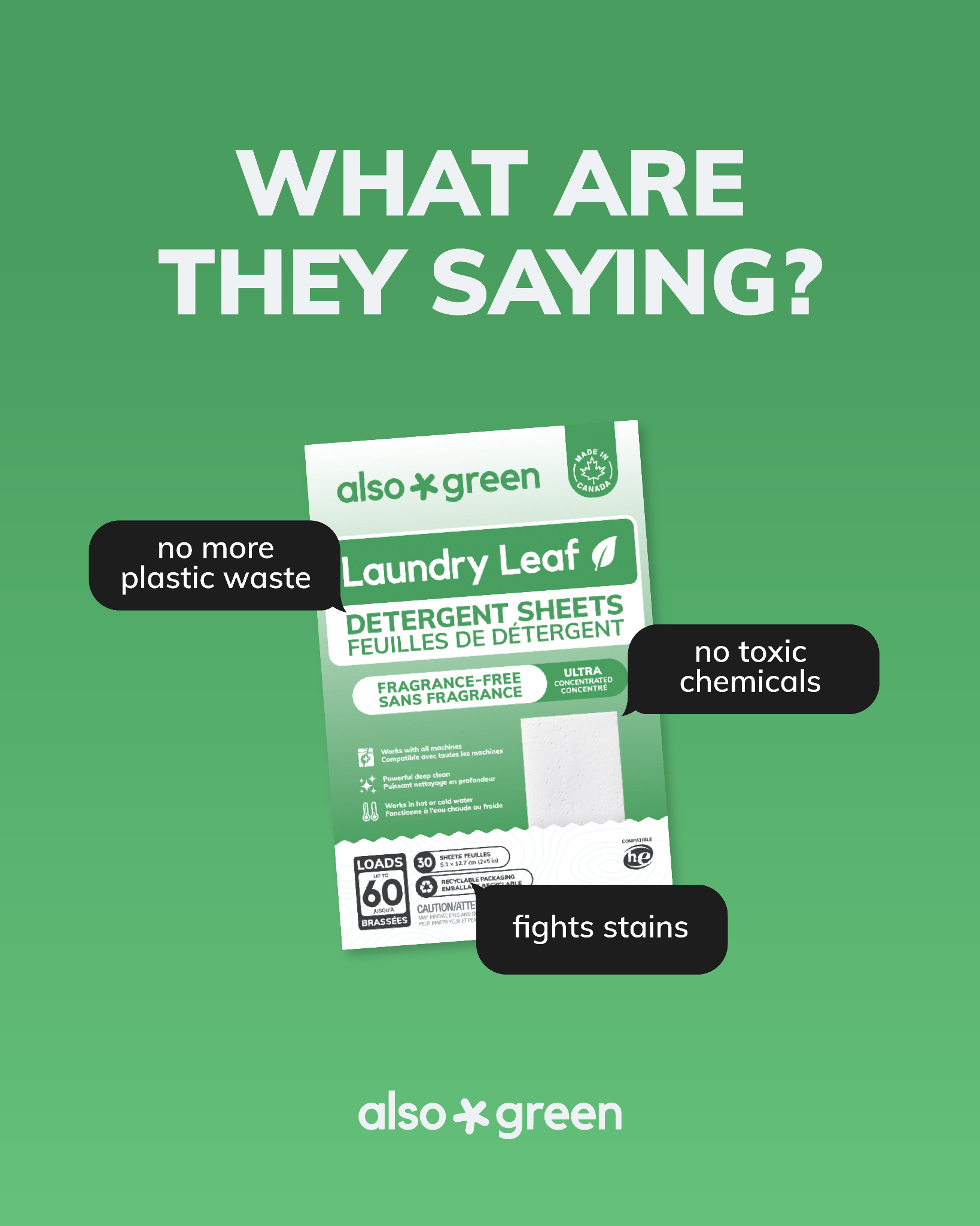 Also Green Facebook ad: Proudly Made in Canada