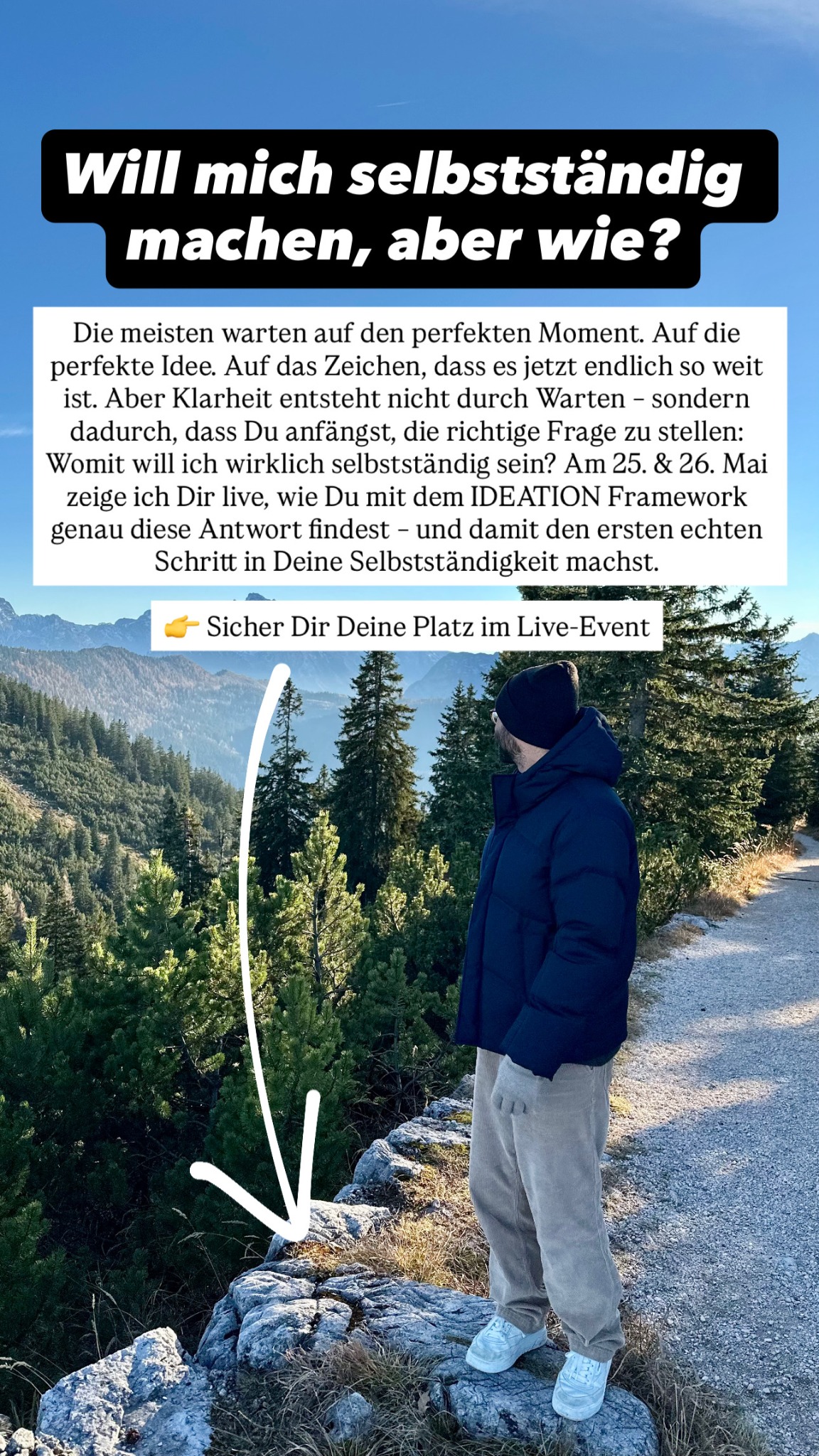 Isleofmind_academy Facebook ad: 2 Tage für Deine Business-Idee