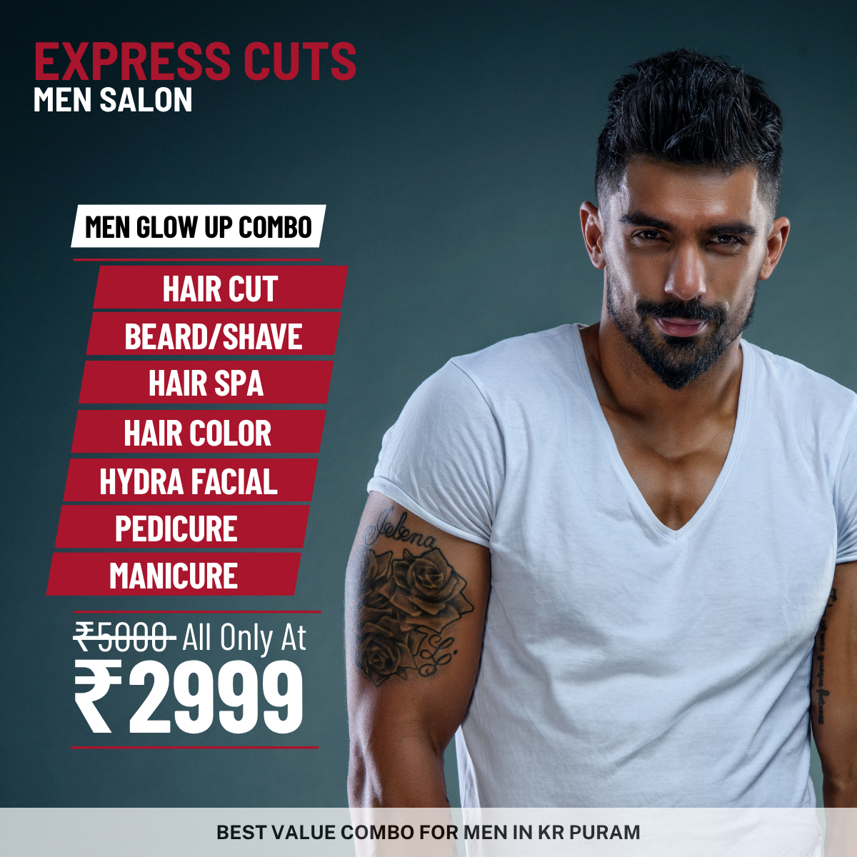 Express Cuts Unisex Salon Facebook ad: Book Glow Up Combo