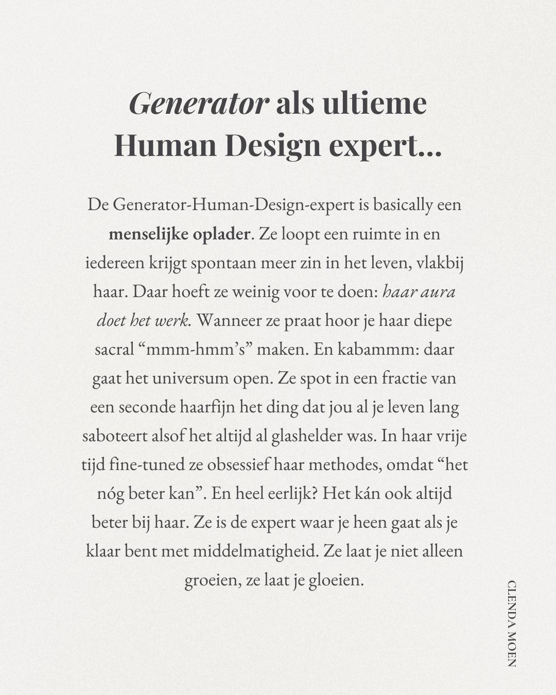 Clenda Moen Facebook ad: De deuren van de Human Design Academy zijn…