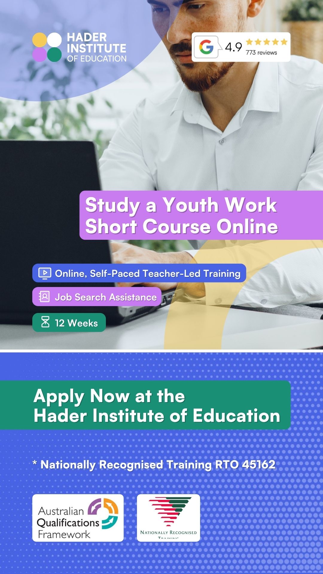 Hader Institute of Education RTO 45162 Facebook ad